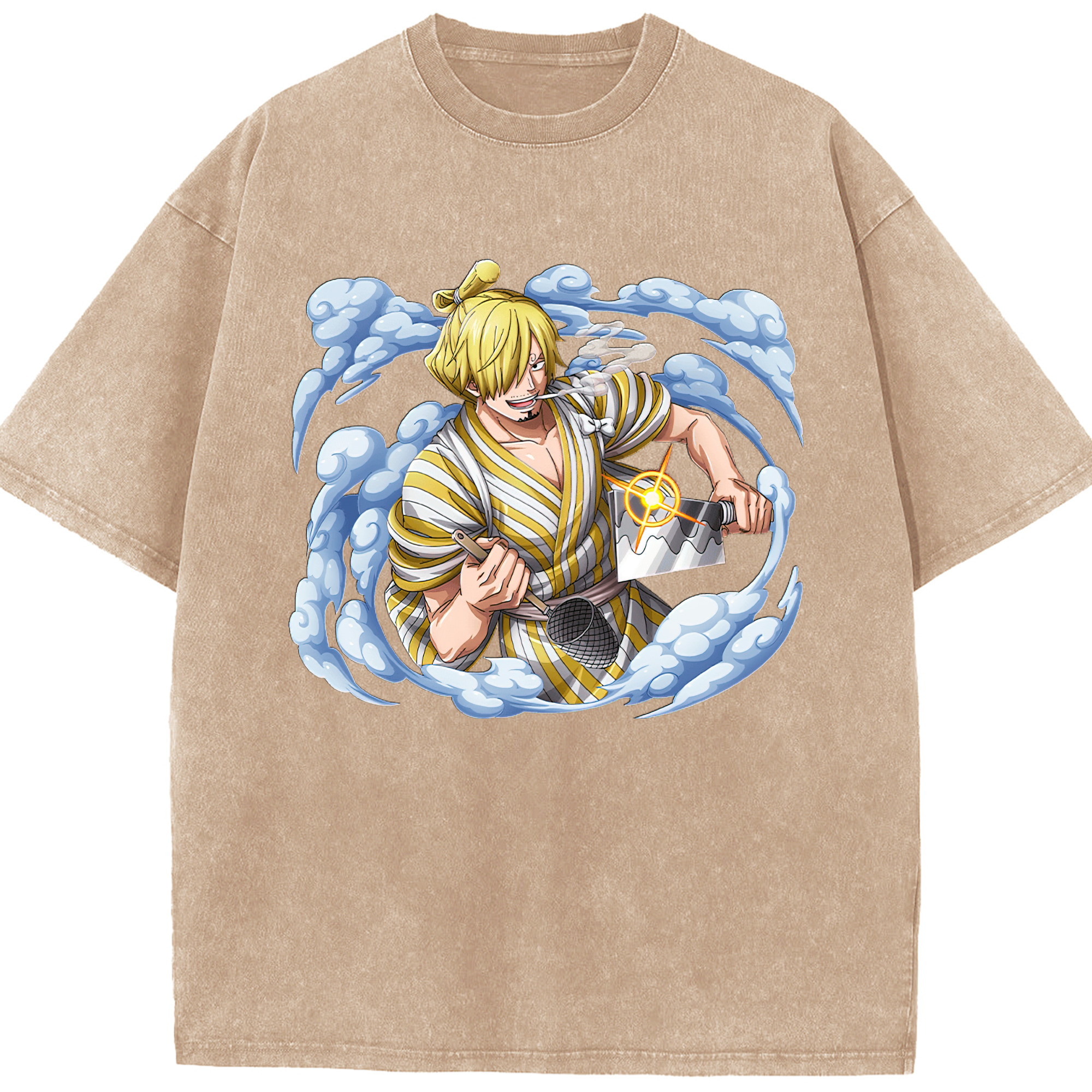ワンピース サンジ ONE PIECE Sanji 綿100% ヴィンテージ風 半袖Tシャツ（フロントプリント）
