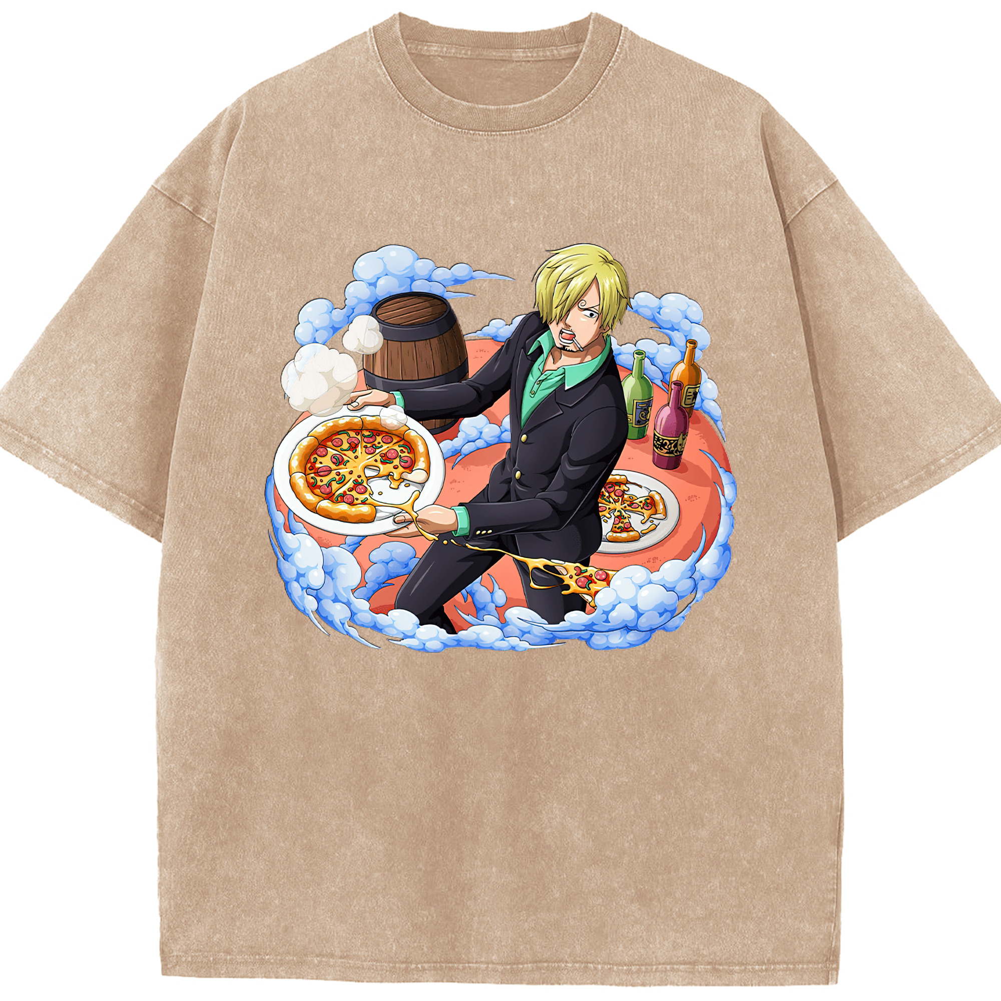 ワンピース サンジ ONE PIECE Sanji 綿100% ヴィンテージ風 半袖Tシャツ（フロントプリント）