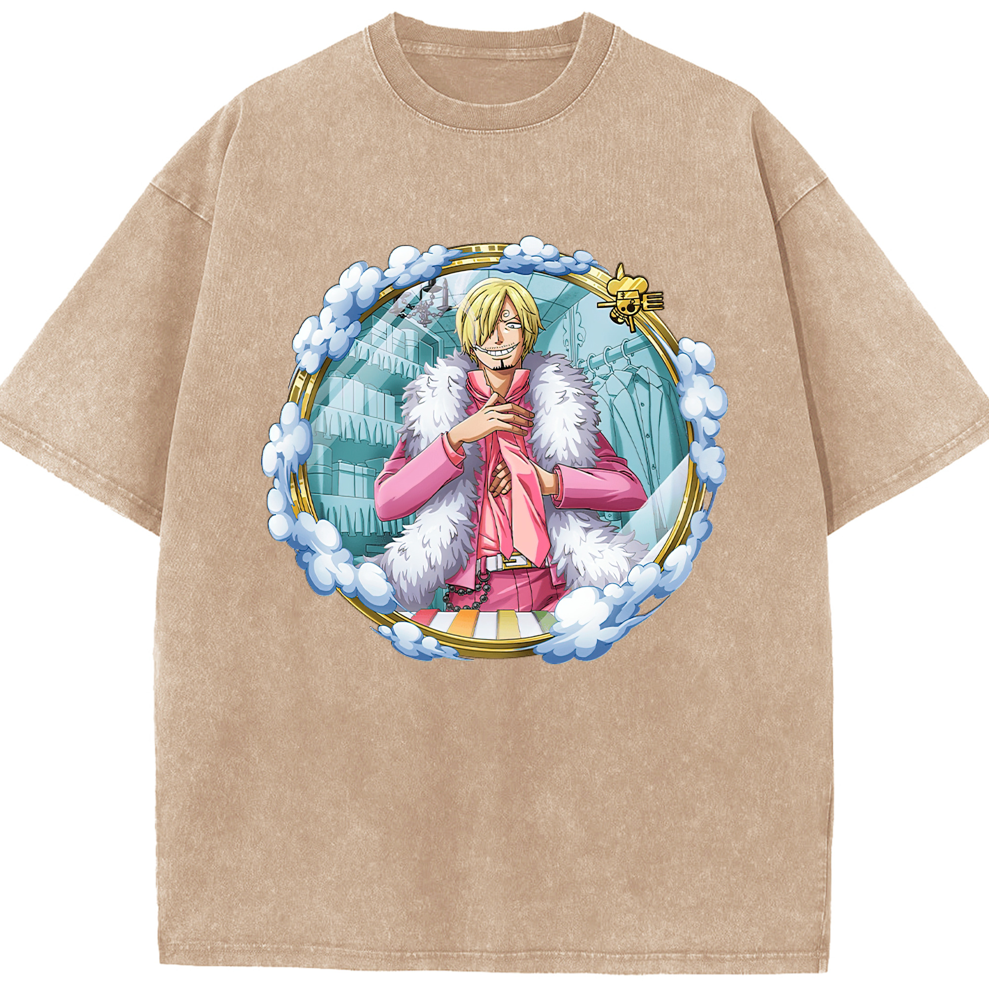 ワンピース サンジ ONE PIECE Sanji 綿100% ヴィンテージ風 半袖Tシャツ（フロントプリント）