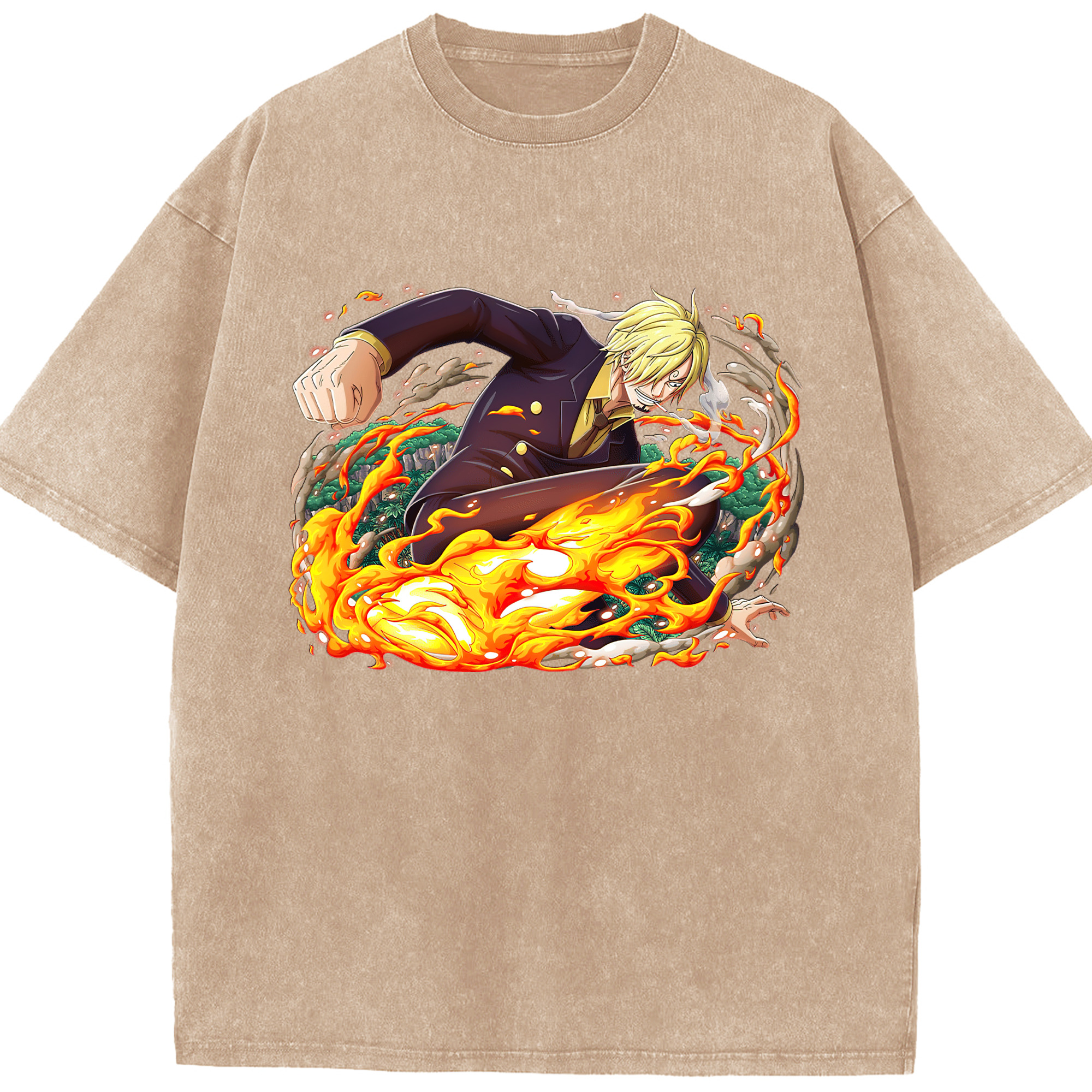ワンピース サンジ ONE PIECE Sanji 綿100% ヴィンテージ風 半袖Tシャツ（フロントプリント）