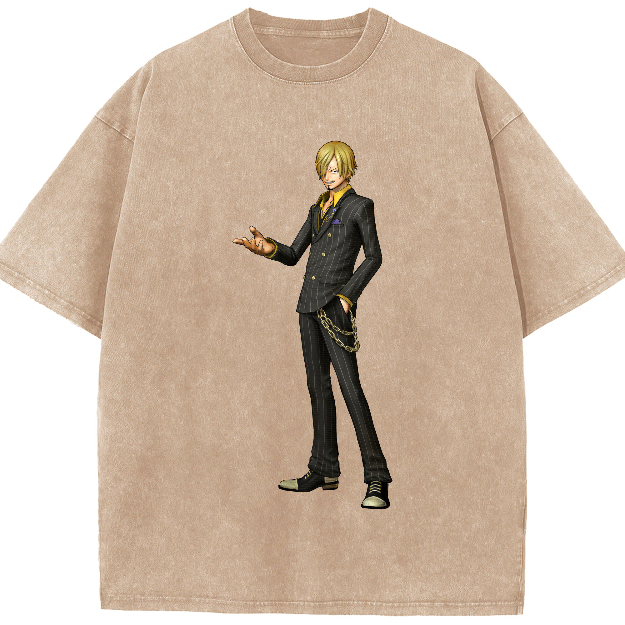 ワンピース サンジ ONE PIECE Sanji 綿100% ヴィンテージ風 半袖Tシャツ（フロントプリント）