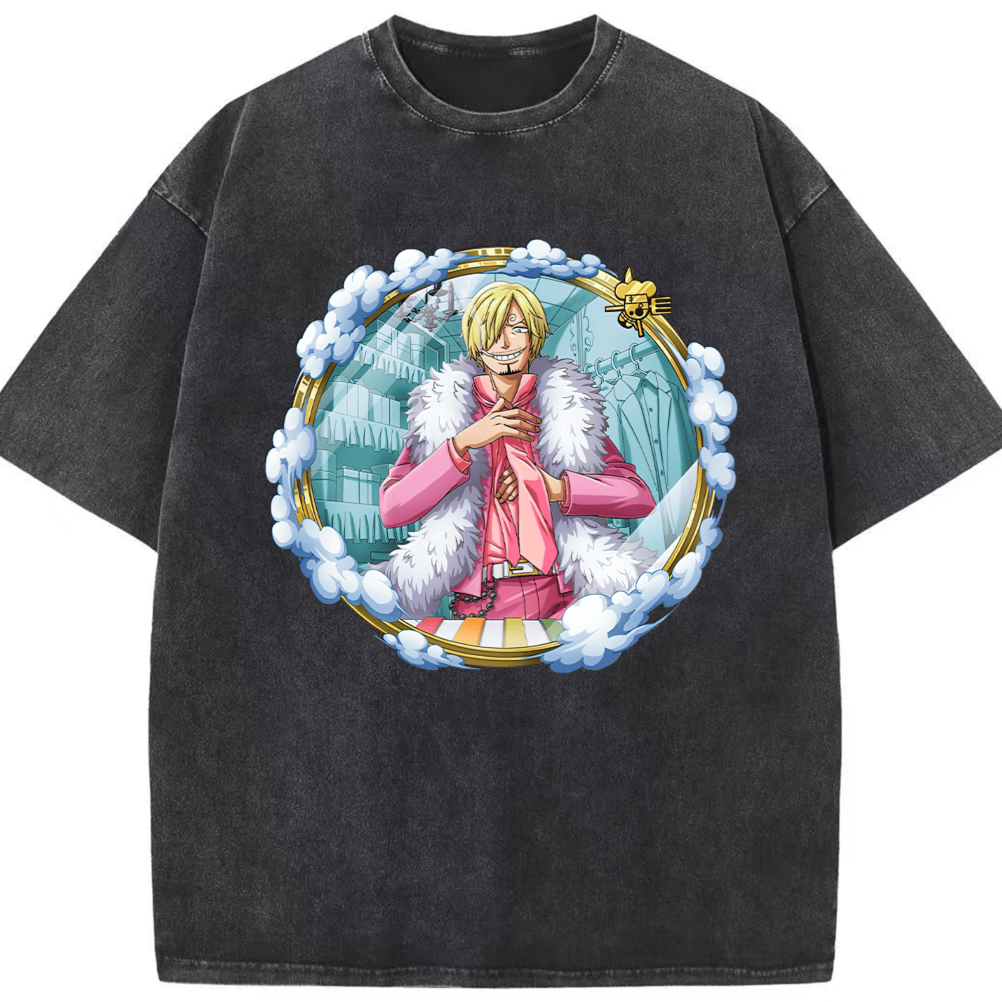 （画像用） ワンピース サンジ ONE PIECE Sanji 綿100% ヴィンテージ風 半袖Tシャツ（フロントプリント）