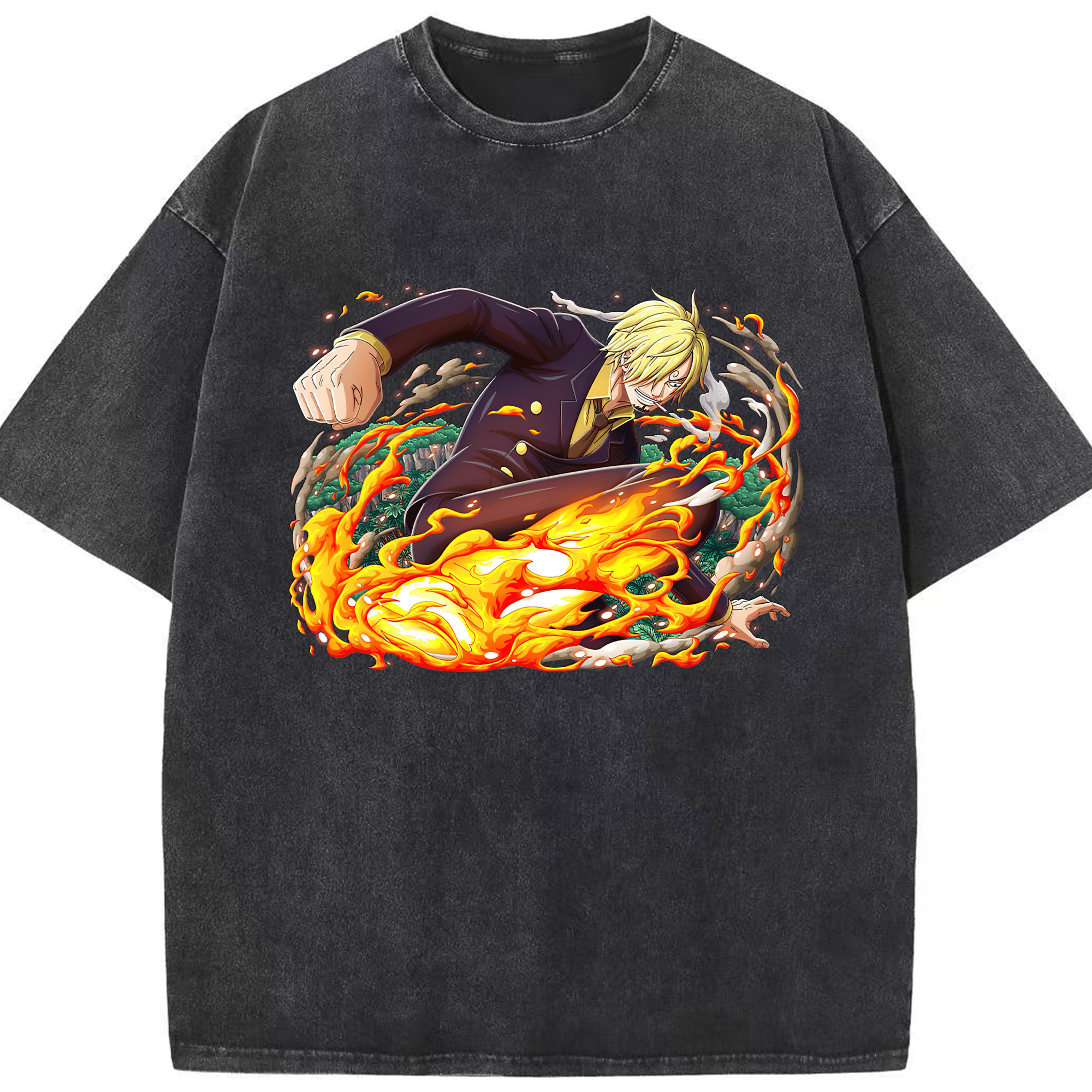 （画像用） ワンピース サンジ ONE PIECE Sanji 綿100% ヴィンテージ風 半袖Tシャツ（フロントプリント）