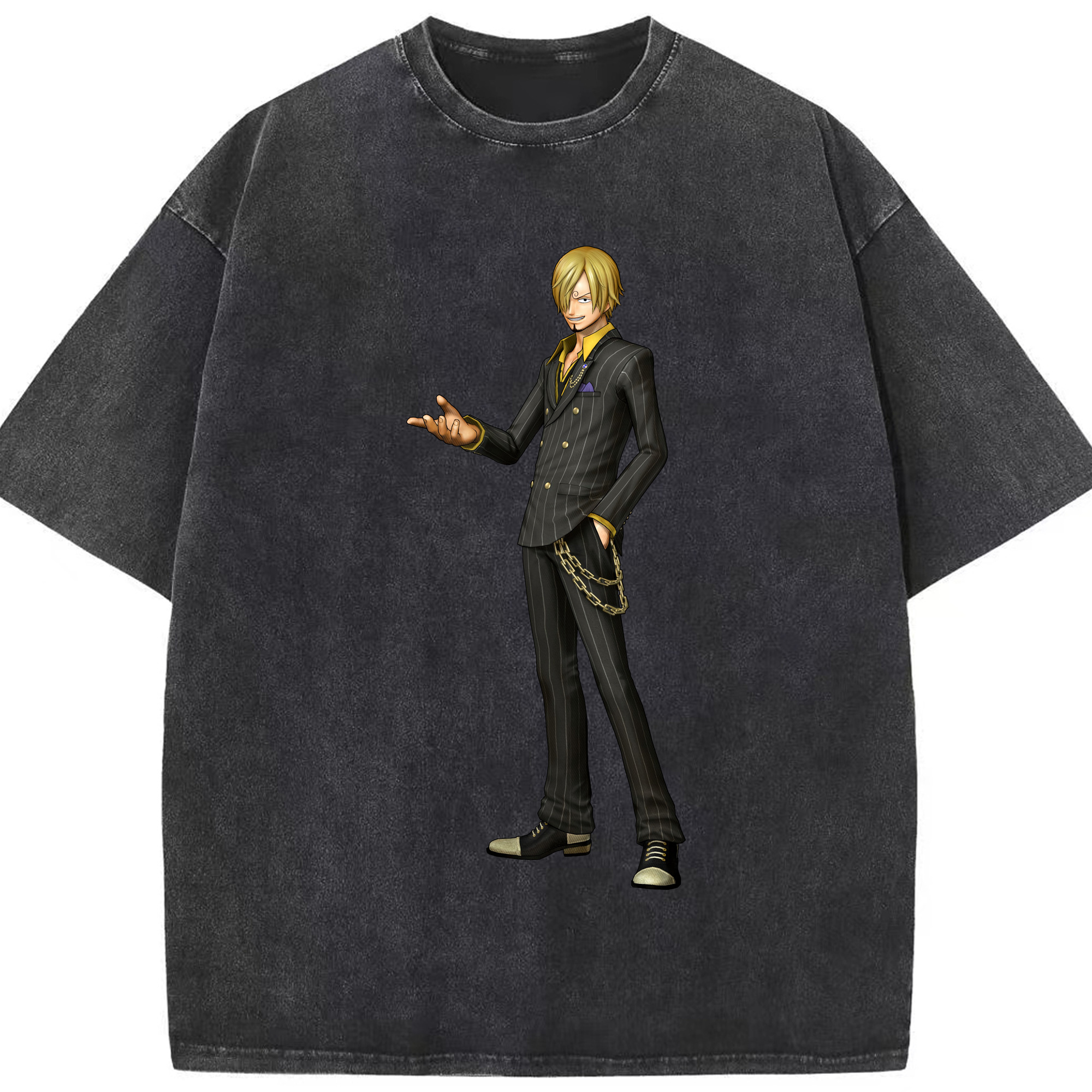 （画像用） ワンピース サンジ ONE PIECE Sanji 綿100% ヴィンテージ風 半袖Tシャツ（フロントプリント）
