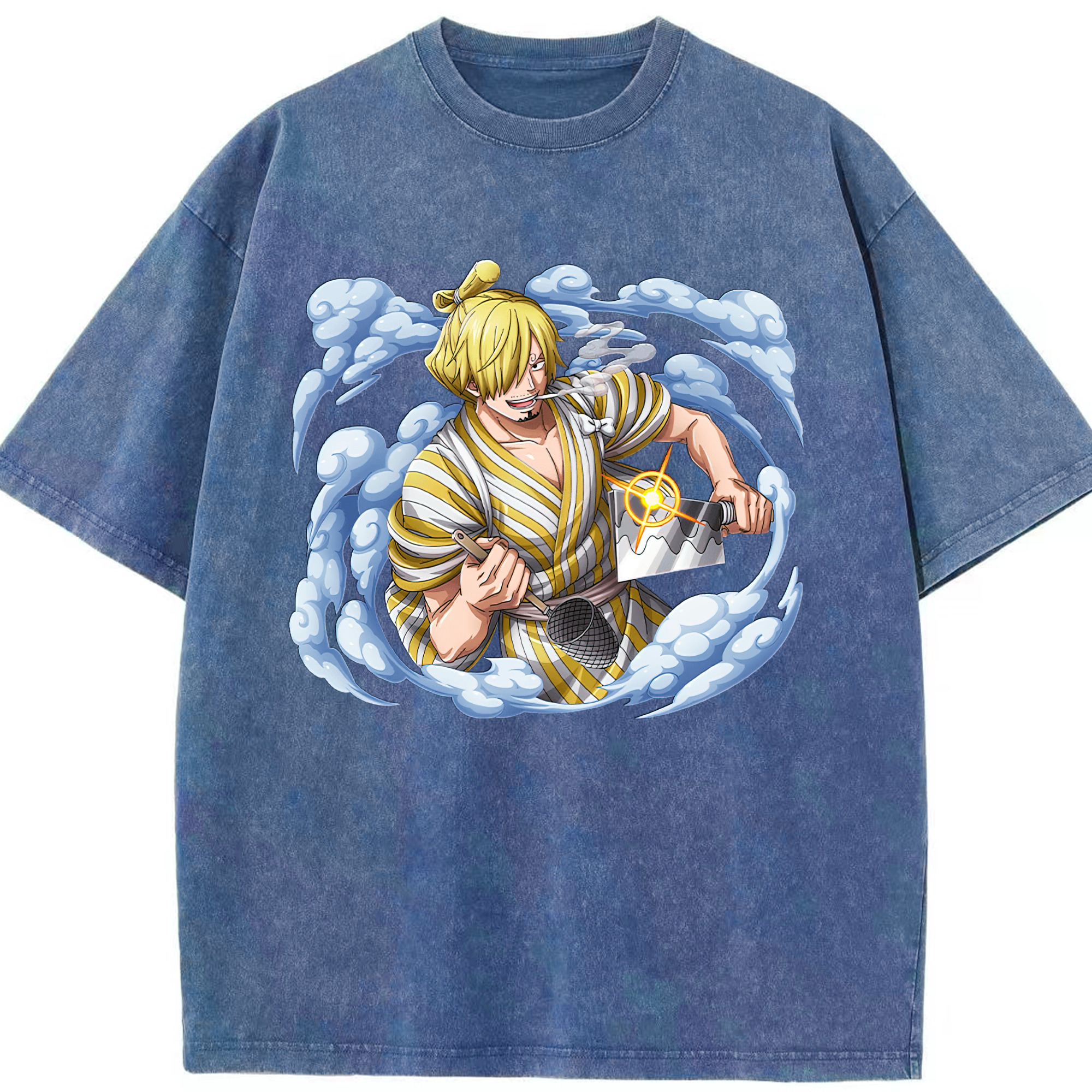 ワンピース サンジ ONE PIECE Sanji 綿100% ヴィンテージ風 半袖Tシャツ（フロントプリント）