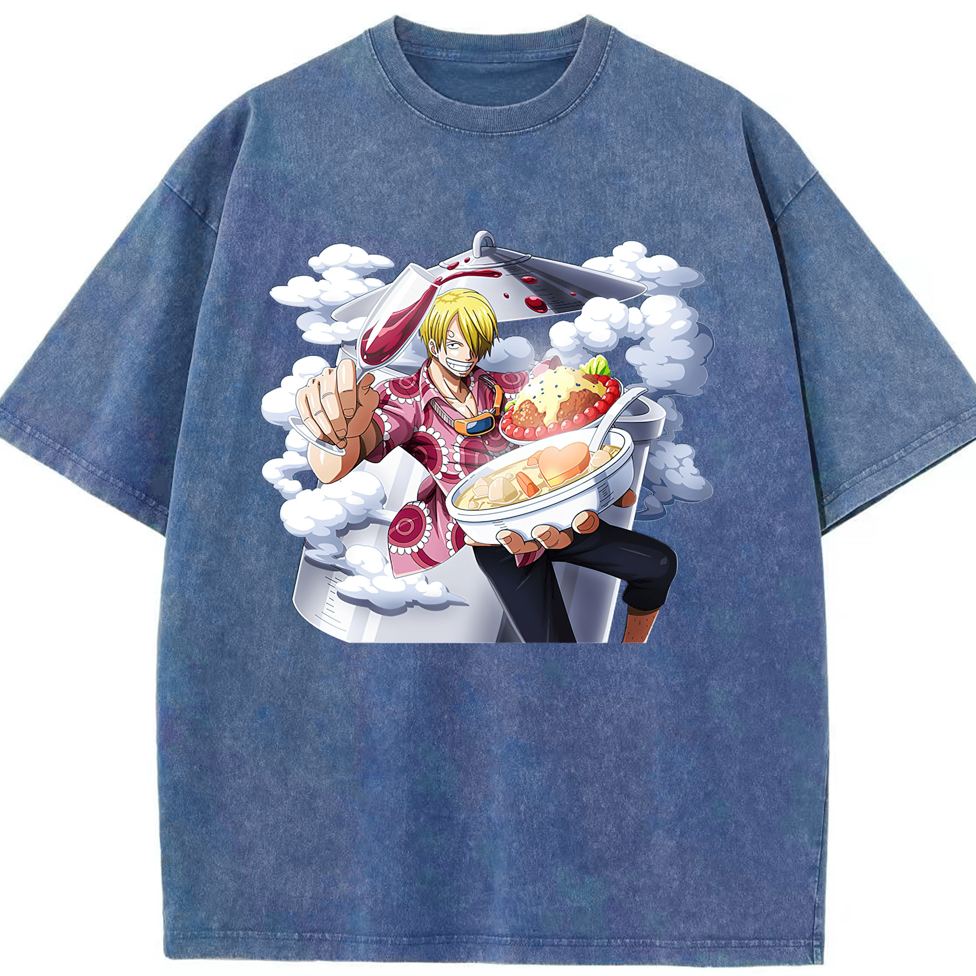 （画像用） ワンピース サンジ ONE PIECE Sanji 綿100% ヴィンテージ風 半袖Tシャツ（フロントプリント）