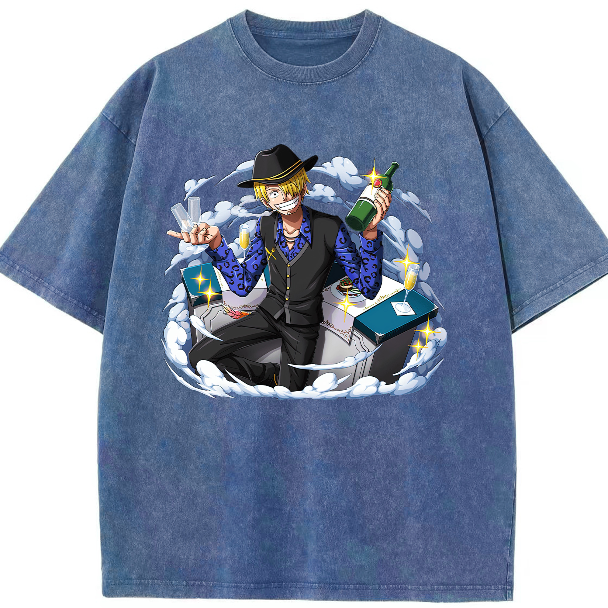 （画像用） ワンピース サンジ ONE PIECE Sanji 綿100% ヴィンテージ風 半袖Tシャツ（フロントプリント）