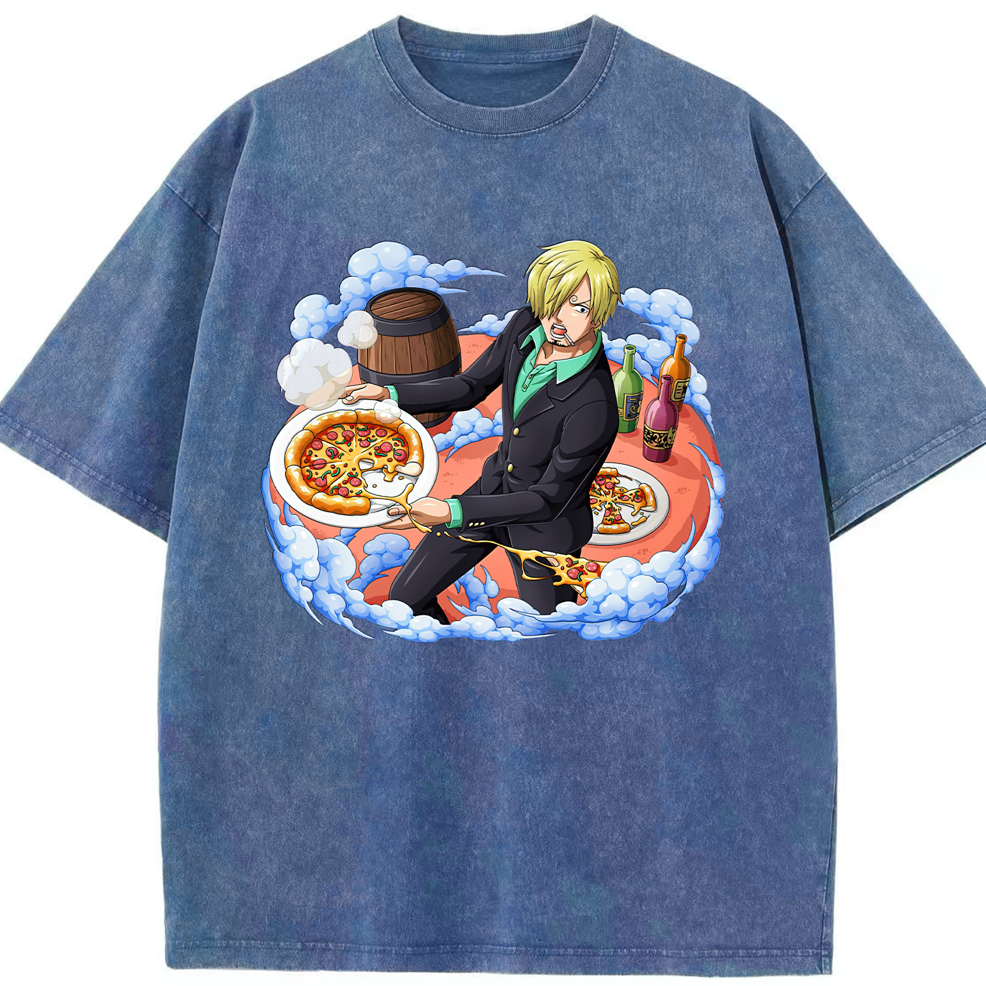 ワンピース サンジ ONE PIECE Sanji 綿100% ヴィンテージ風 半袖Tシャツ（フロントプリント）