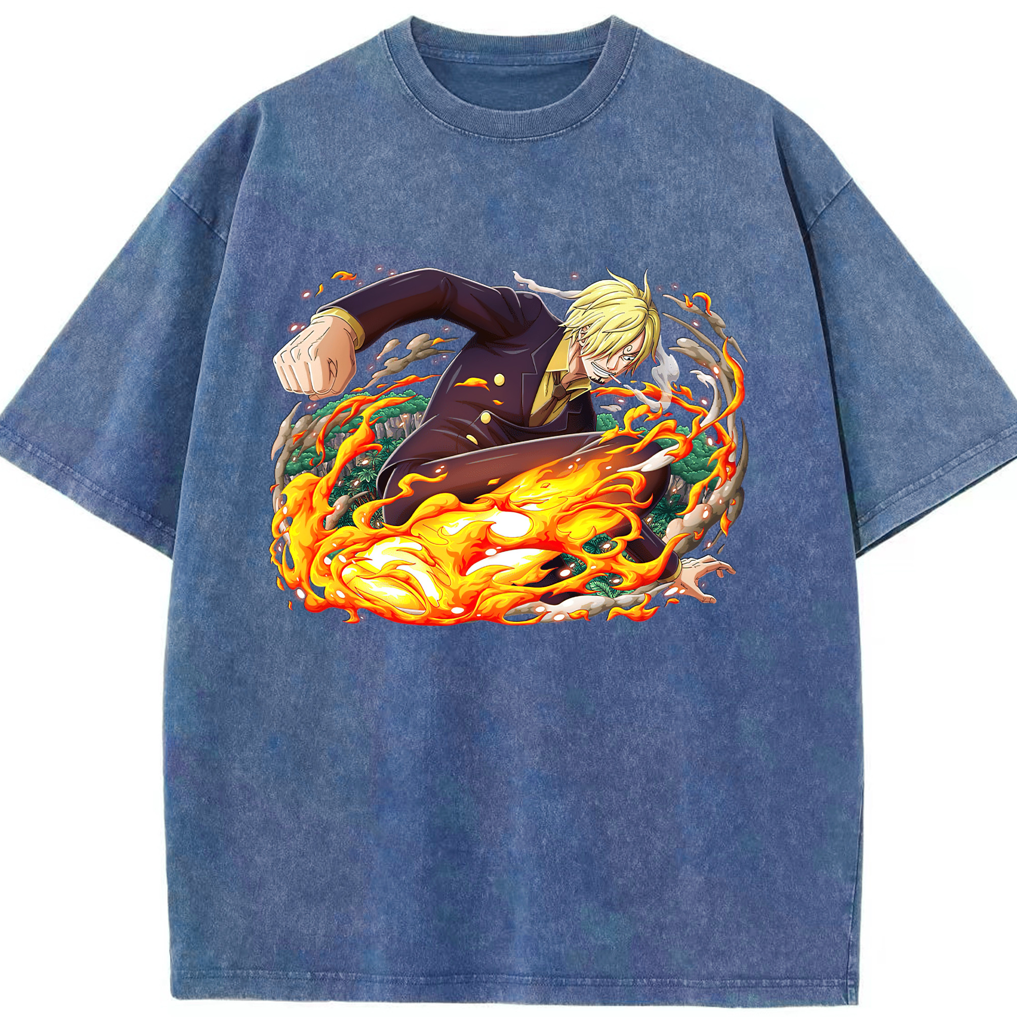 ワンピース サンジ ONE PIECE Sanji 綿100% ヴィンテージ風 半袖Tシャツ（フロントプリント）