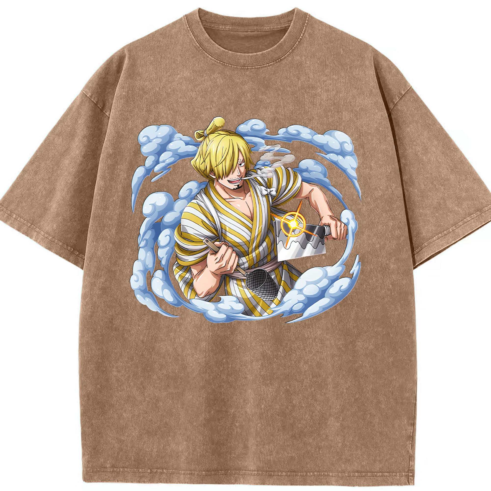 ワンピース サンジ ONE PIECE Sanji 綿100% ヴィンテージ風 半袖Tシャツ（フロントプリント）