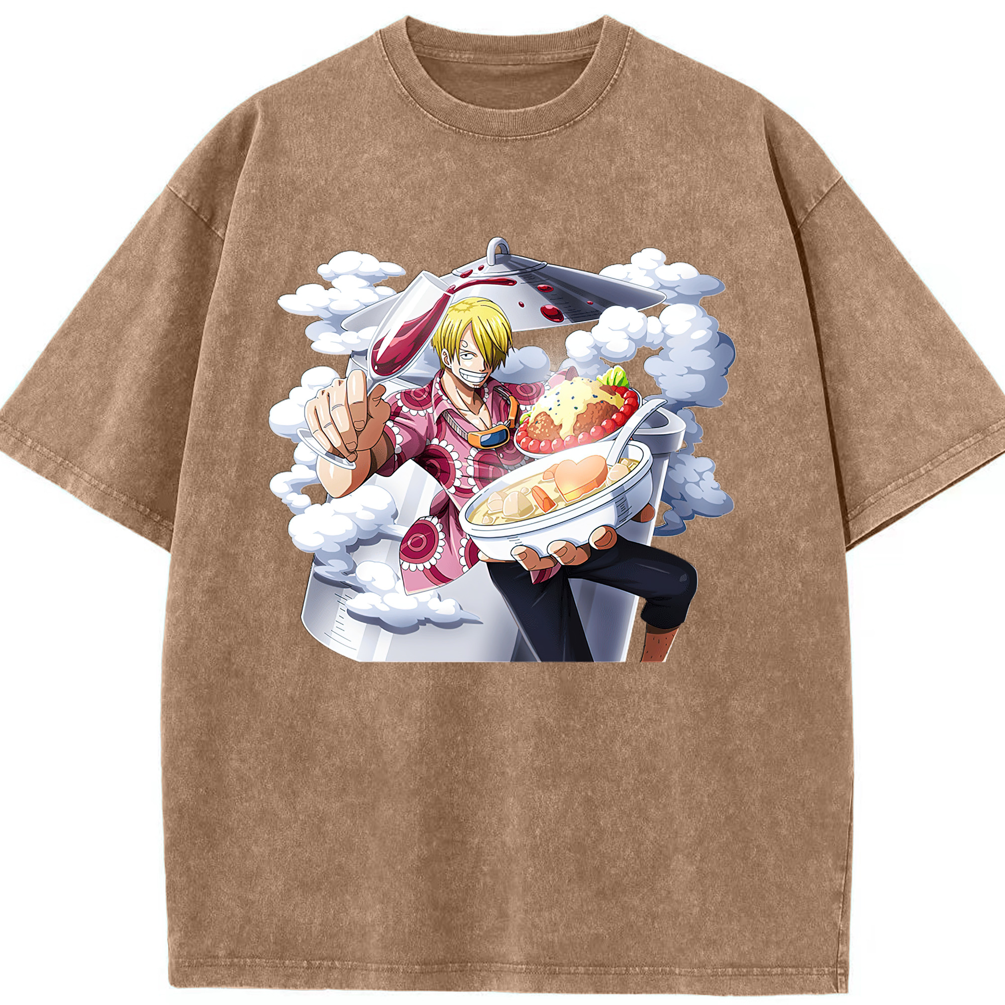 （画像用） ワンピース サンジ ONE PIECE Sanji 綿100% ヴィンテージ風 半袖Tシャツ（フロントプリント）
