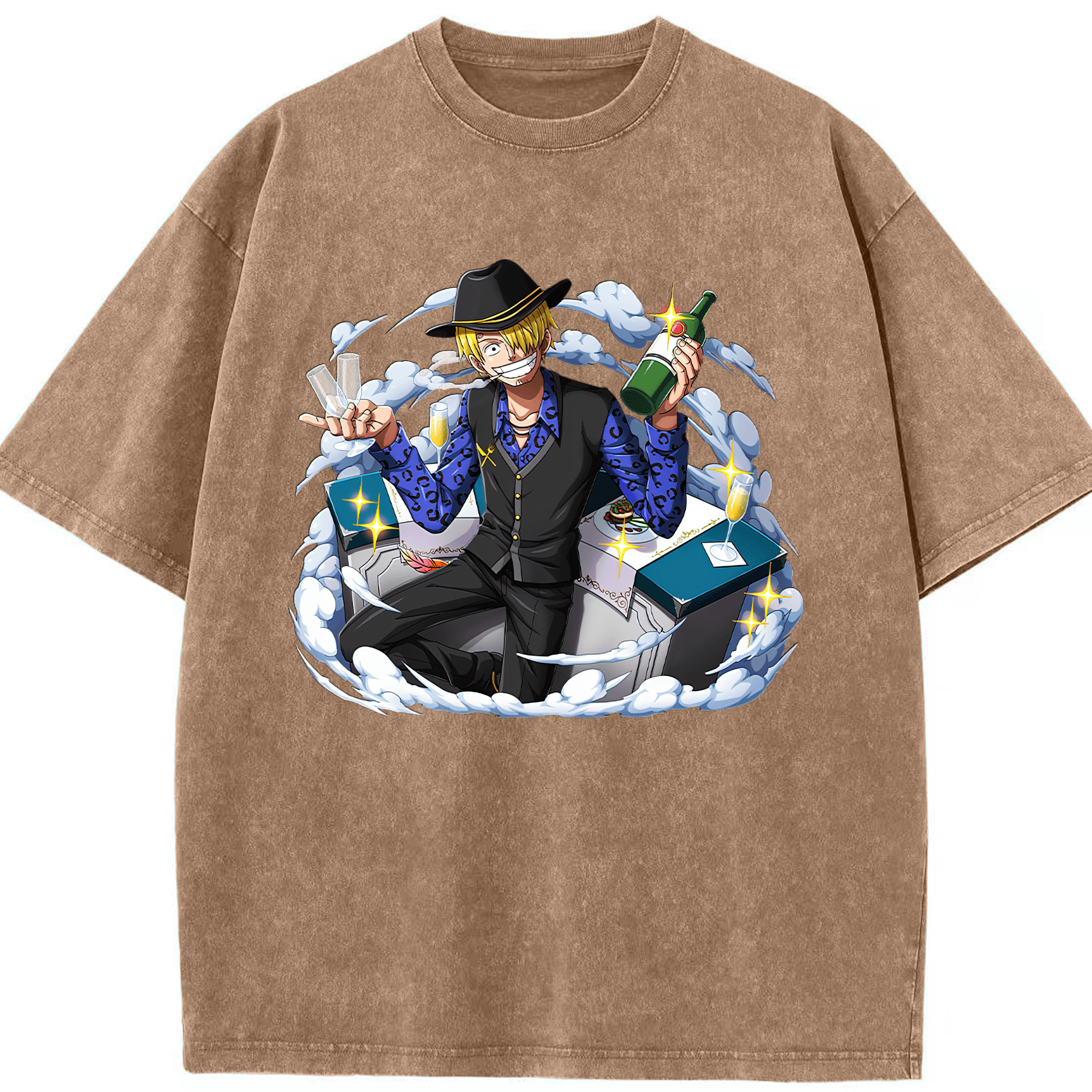 （画像用） ワンピース サンジ ONE PIECE Sanji 綿100% ヴィンテージ風 半袖Tシャツ（フロントプリント）