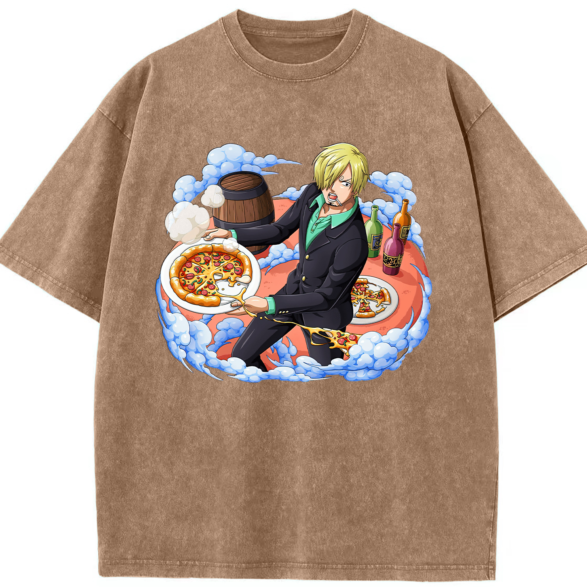 ワンピース サンジ ONE PIECE Sanji 綿100% ヴィンテージ風 半袖Tシャツ（フロントプリント）