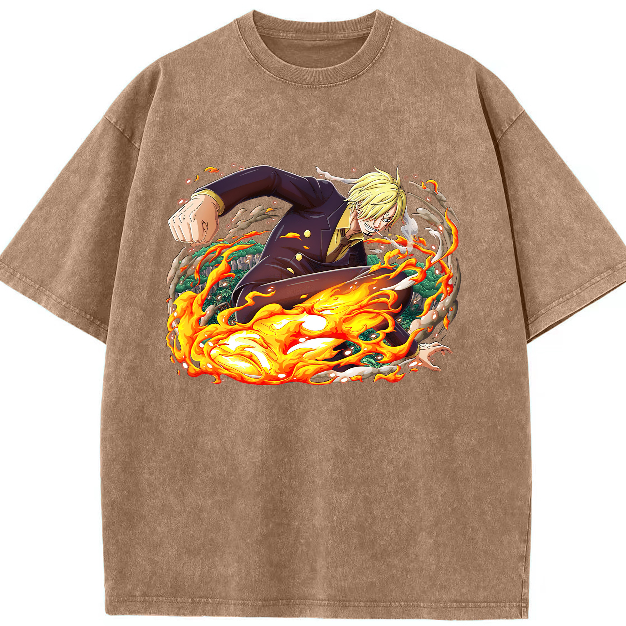ワンピース サンジ ONE PIECE Sanji 綿100% ヴィンテージ風 半袖Tシャツ（フロントプリント）