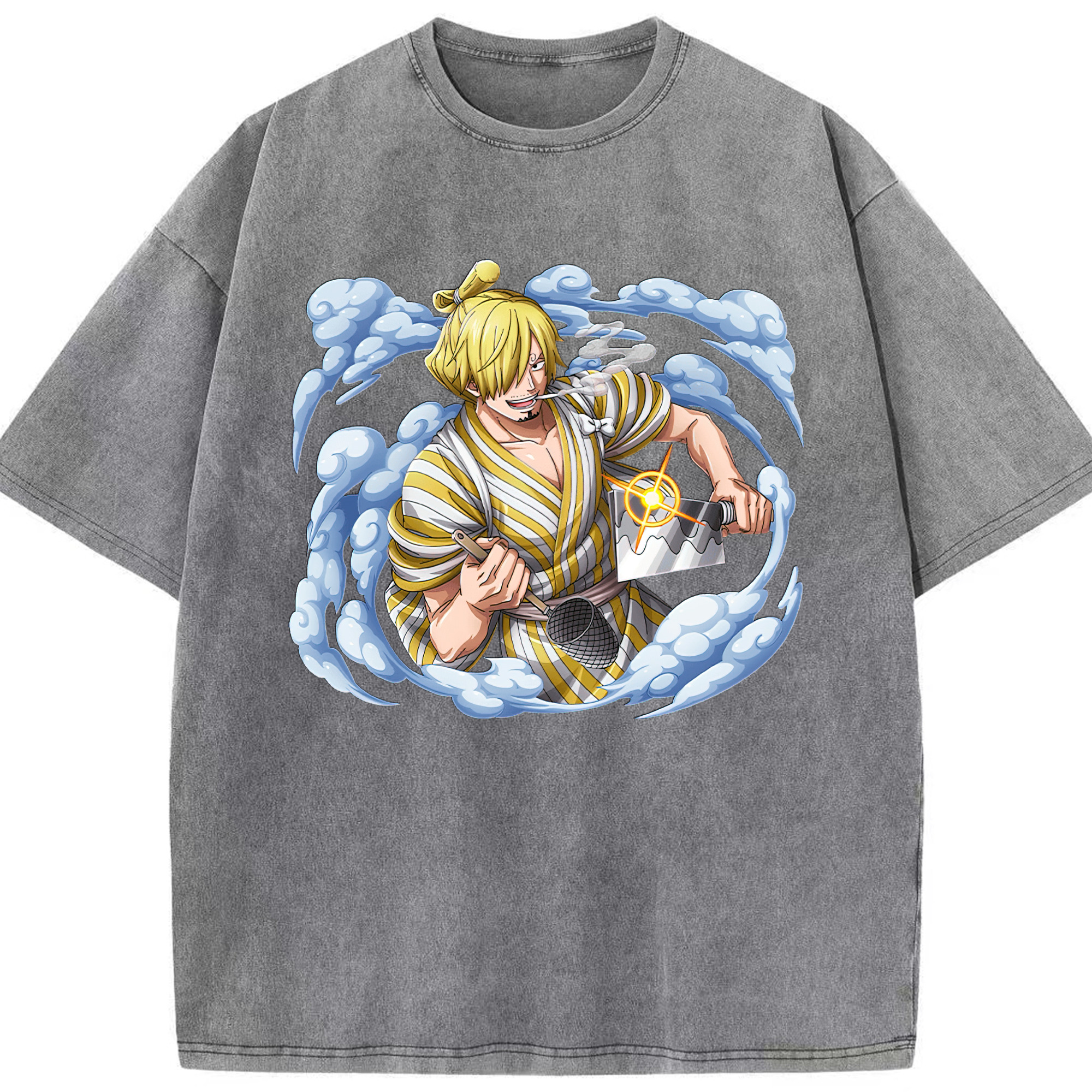 ワンピース サンジ ONE PIECE Sanji 綿100% ヴィンテージ風 半袖Tシャツ（フロントプリント）