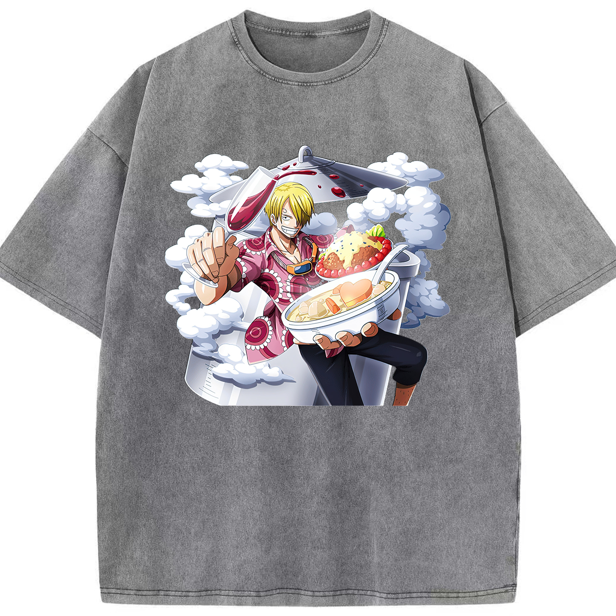 （画像用） ワンピース サンジ ONE PIECE Sanji 綿100% ヴィンテージ風 半袖Tシャツ（フロントプリント）