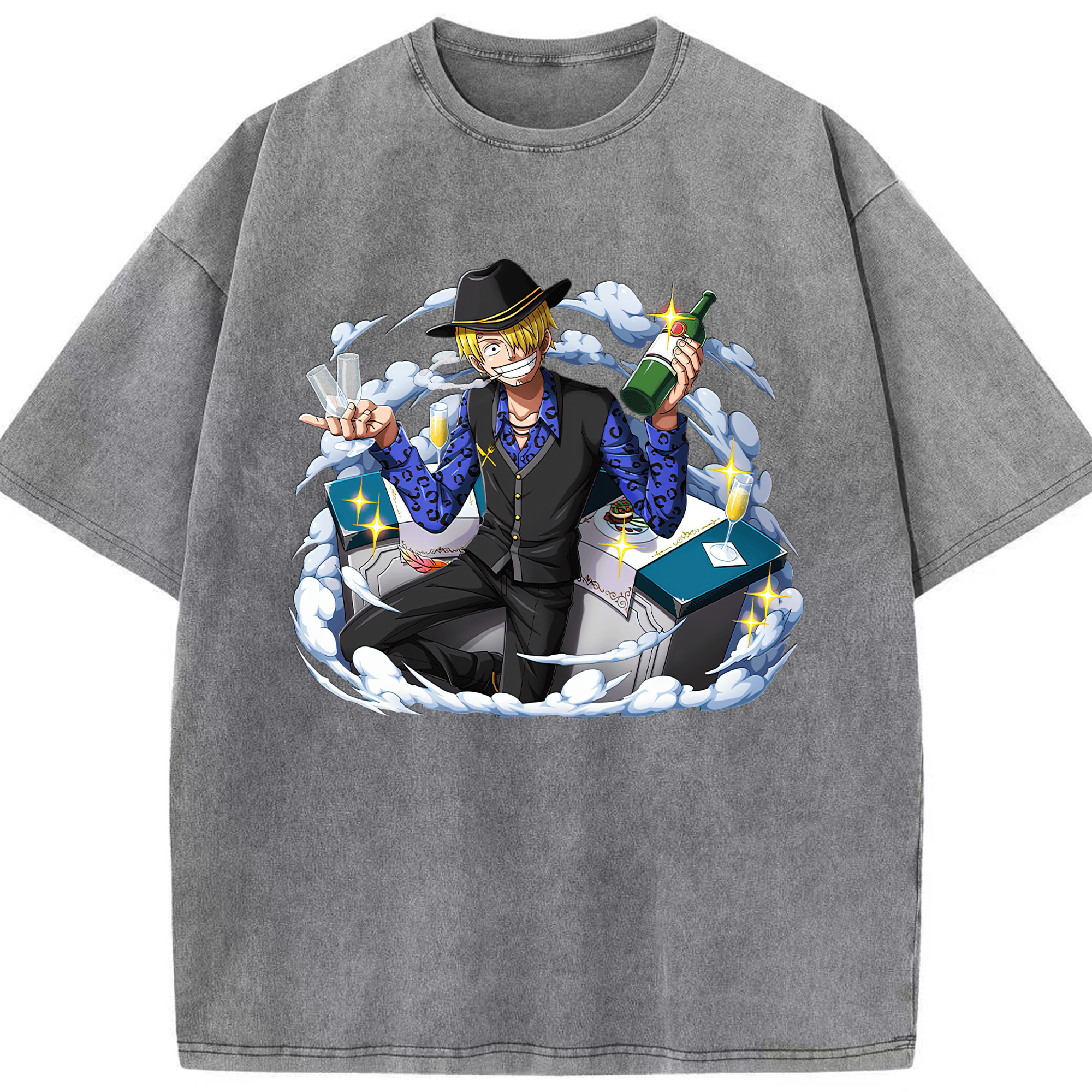 （画像用） ワンピース サンジ ONE PIECE Sanji 綿100% ヴィンテージ風 半袖Tシャツ（フロントプリント）
