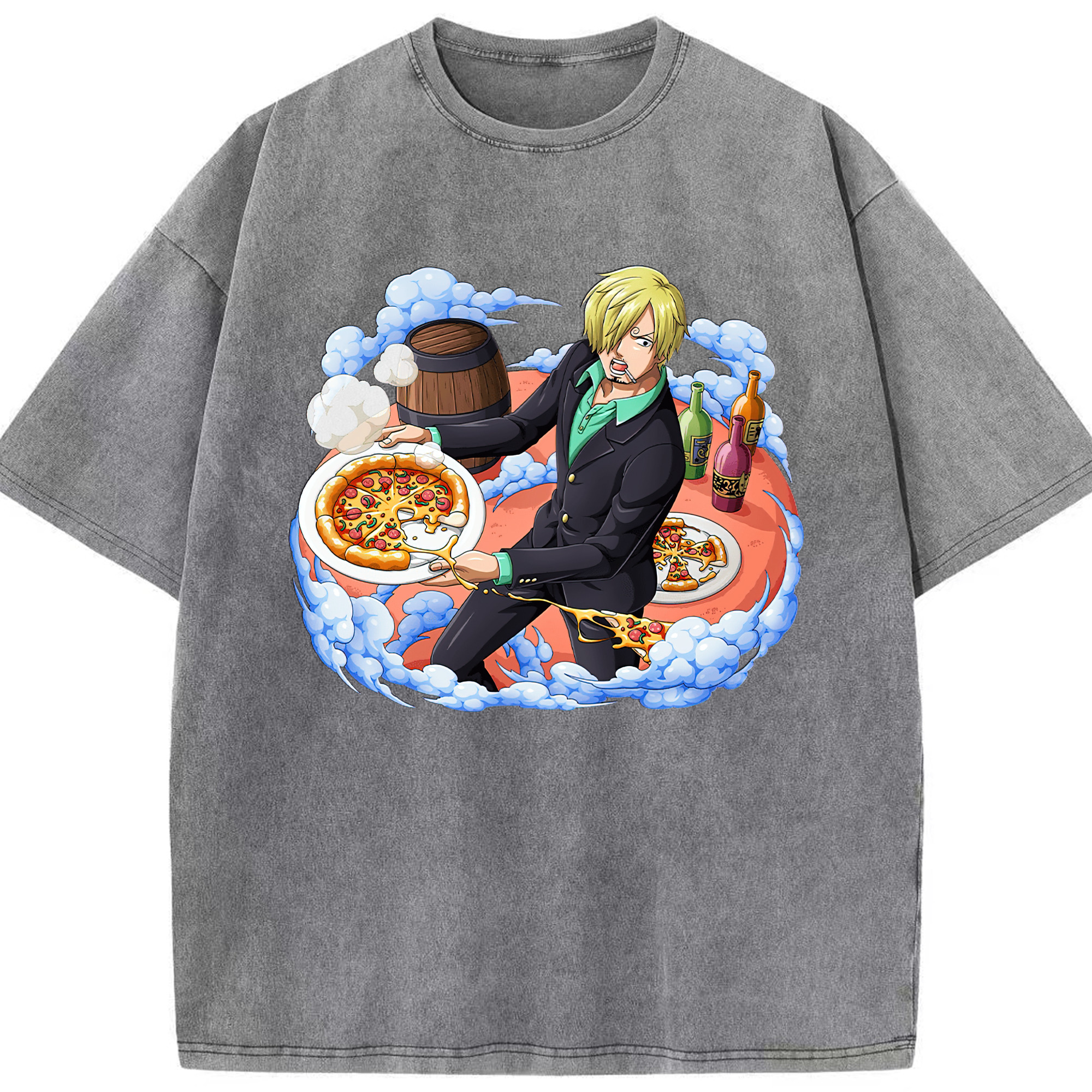 ワンピース サンジ ONE PIECE Sanji 綿100% ヴィンテージ風 半袖Tシャツ（フロントプリント）