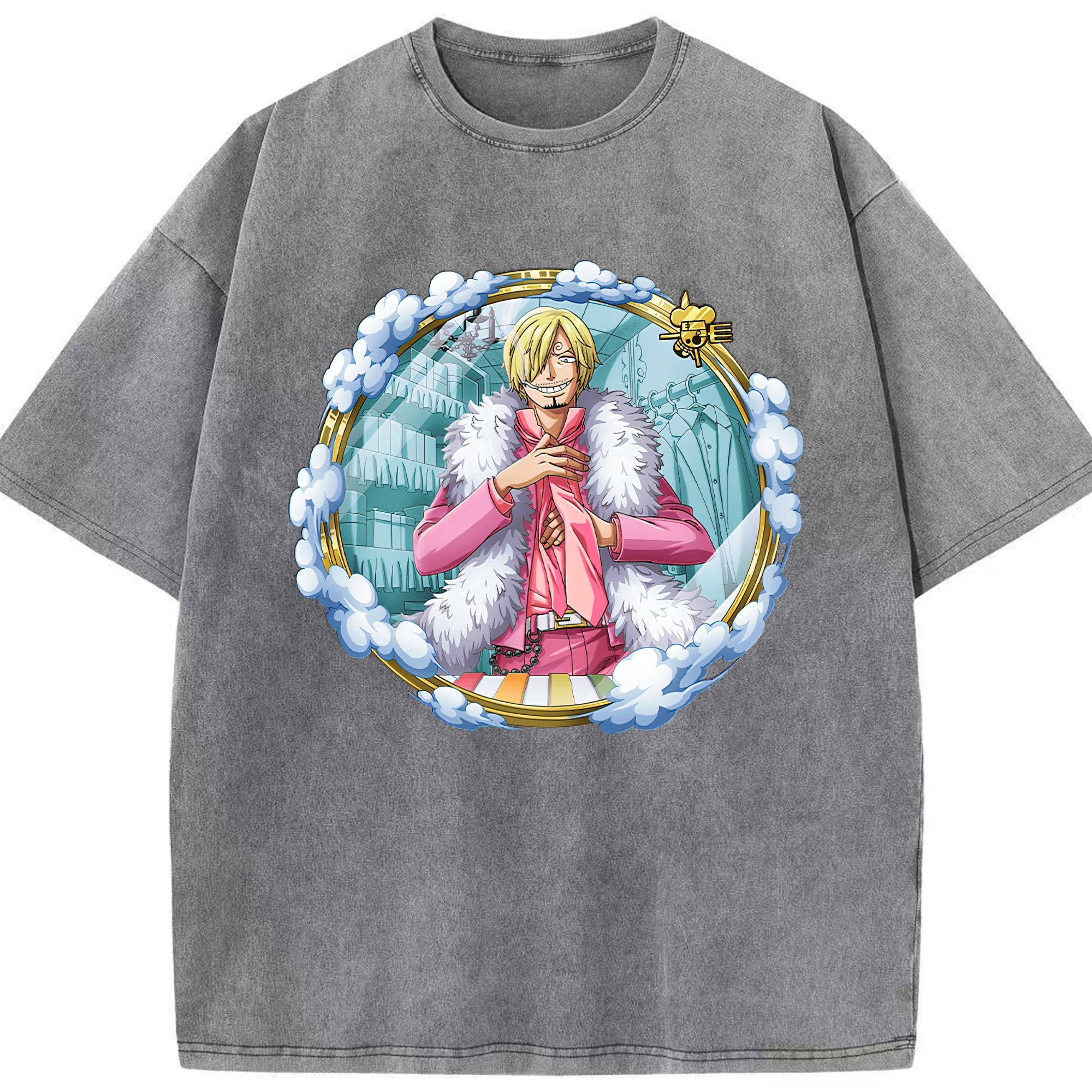 ワンピース サンジ ONE PIECE Sanji 綿100% ヴィンテージ風 半袖Tシャツ（フロントプリント）