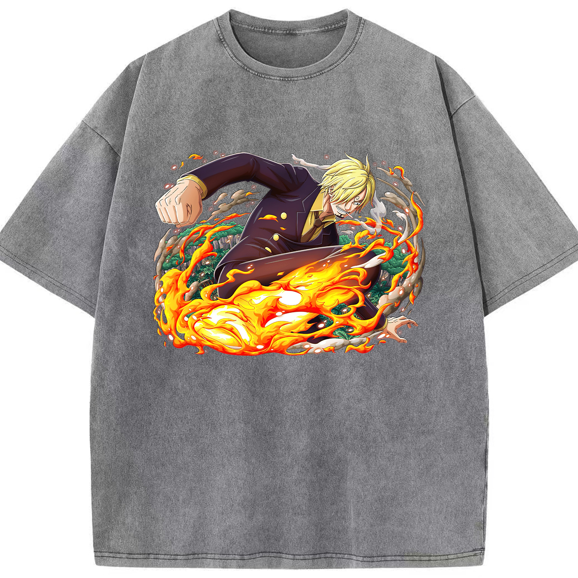 ワンピース サンジ ONE PIECE Sanji 綿100% ヴィンテージ風 半袖Tシャツ（フロントプリント）