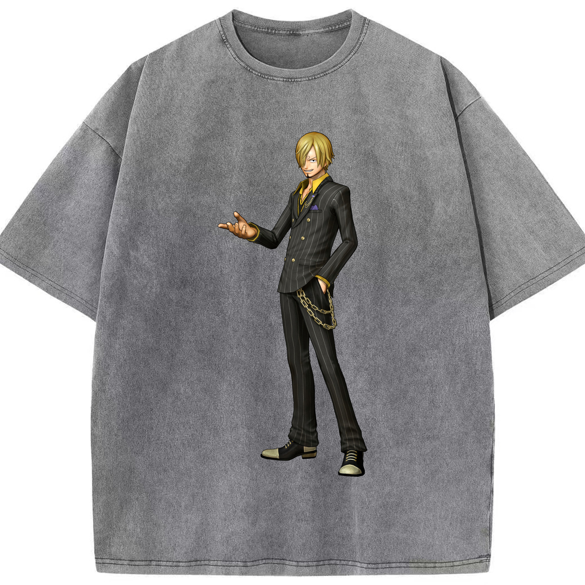 ワンピース サンジ ONE PIECE Sanji 綿100% ヴィンテージ風 半袖Tシャツ（フロントプリント）