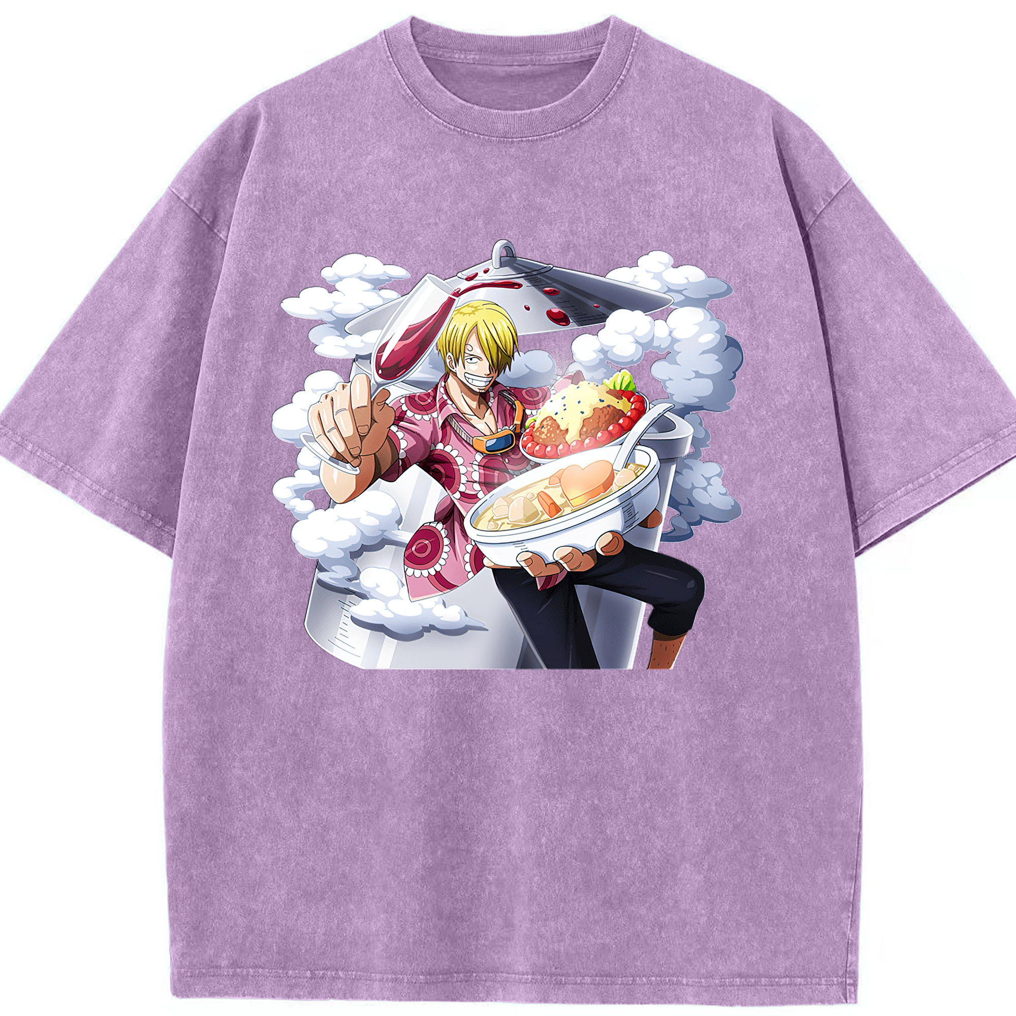 （画像用） ワンピース サンジ ONE PIECE Sanji 綿100% ヴィンテージ風 半袖Tシャツ（フロントプリント）