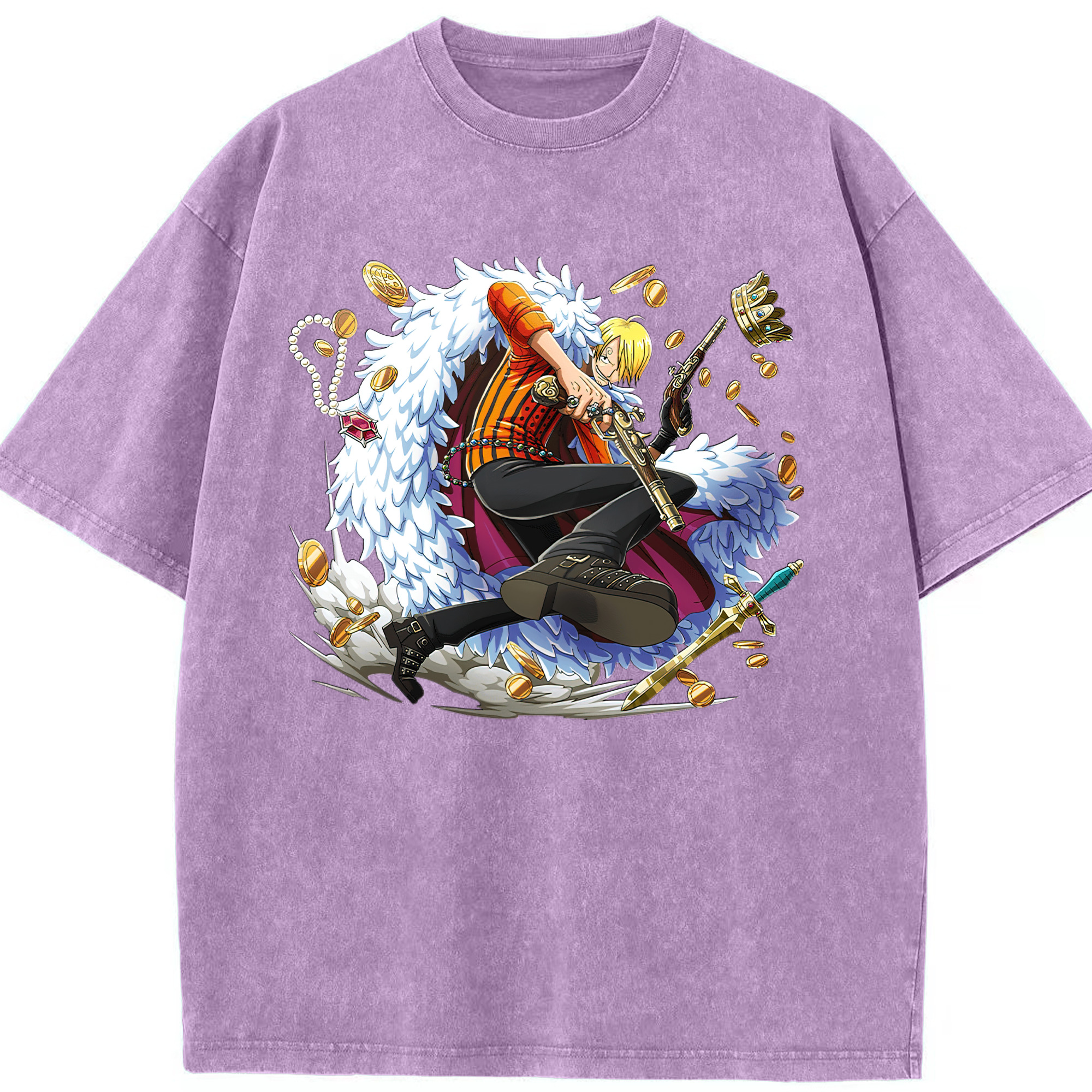 （画像用） ワンピース サンジ ONE PIECE Sanji 綿100% ヴィンテージ風 半袖Tシャツ（フロントプリント）