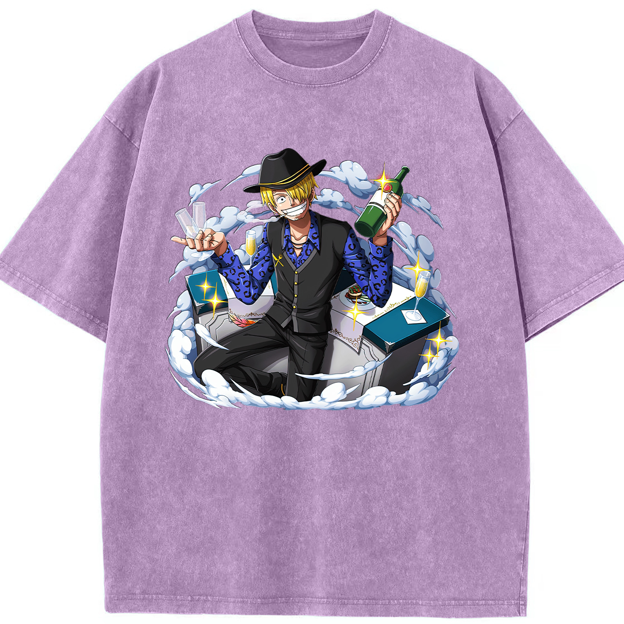 （画像用） ワンピース サンジ ONE PIECE Sanji 綿100% ヴィンテージ風 半袖Tシャツ（フロントプリント）