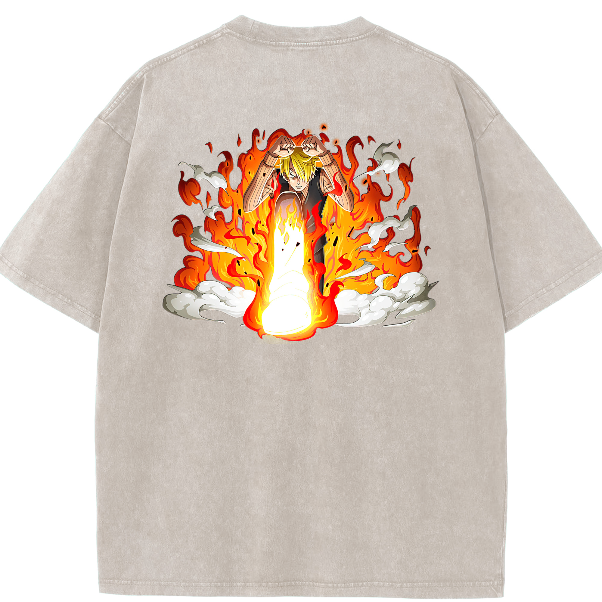 ワンピース サンジ ONE PIECE Sanji 綿100% ヴィンテージ風 半袖Tシャツ（背面プリント）