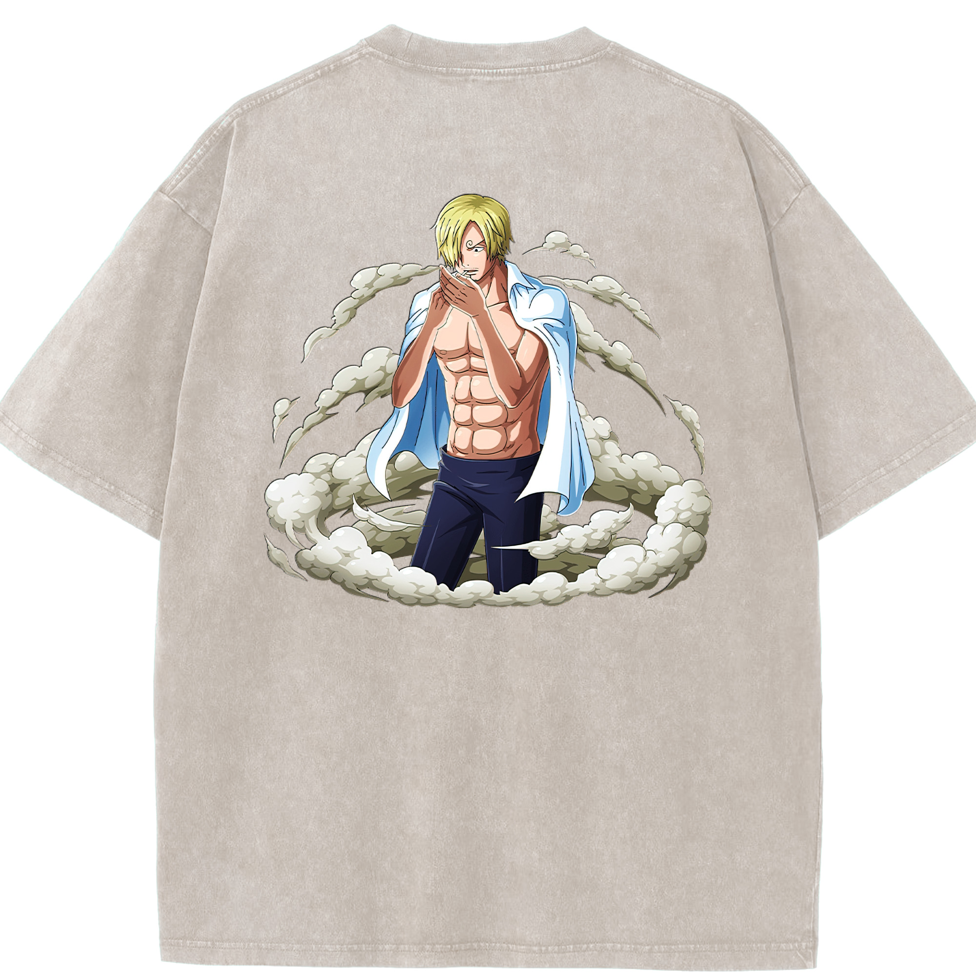 ワンピース サンジ ONE PIECE Sanji 綿100% ヴィンテージ風 半袖Tシャツ（背面プリント）