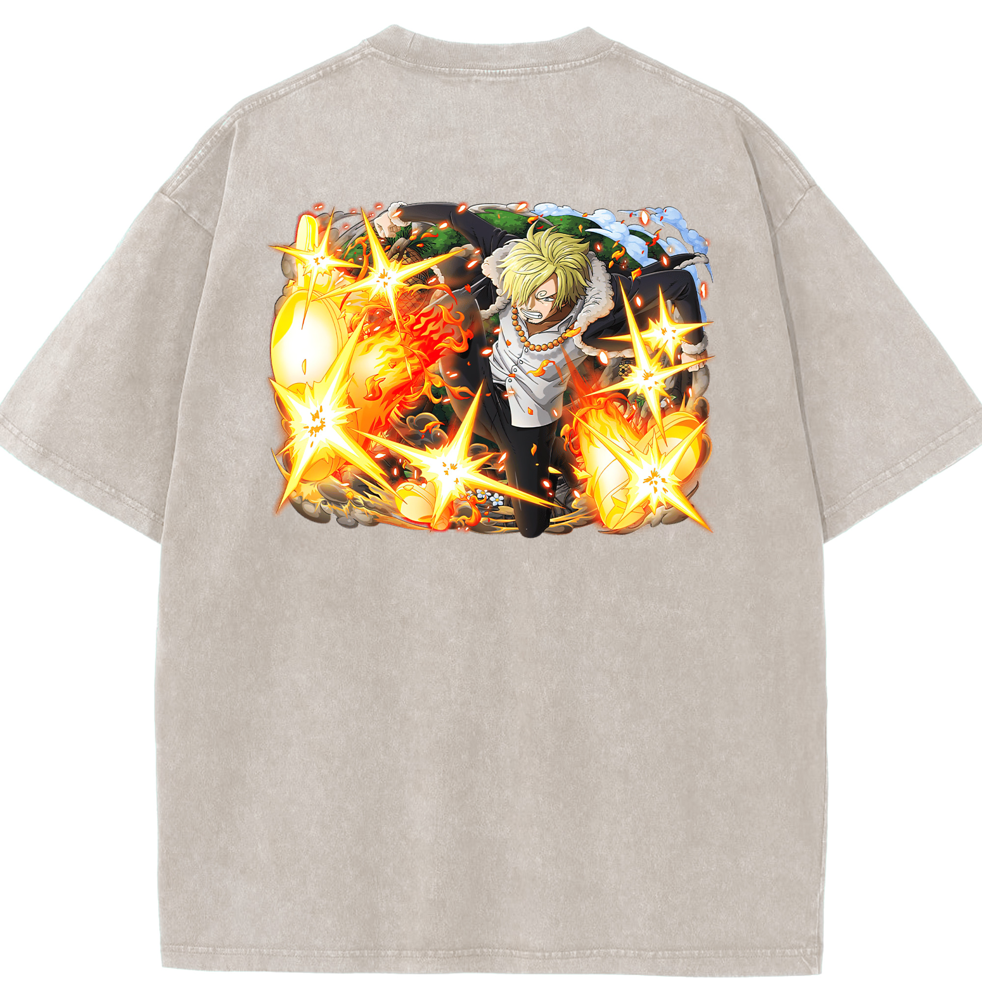ワンピース サンジ ONE PIECE Sanji 綿100% ヴィンテージ風 半袖Tシャツ（背面プリント）