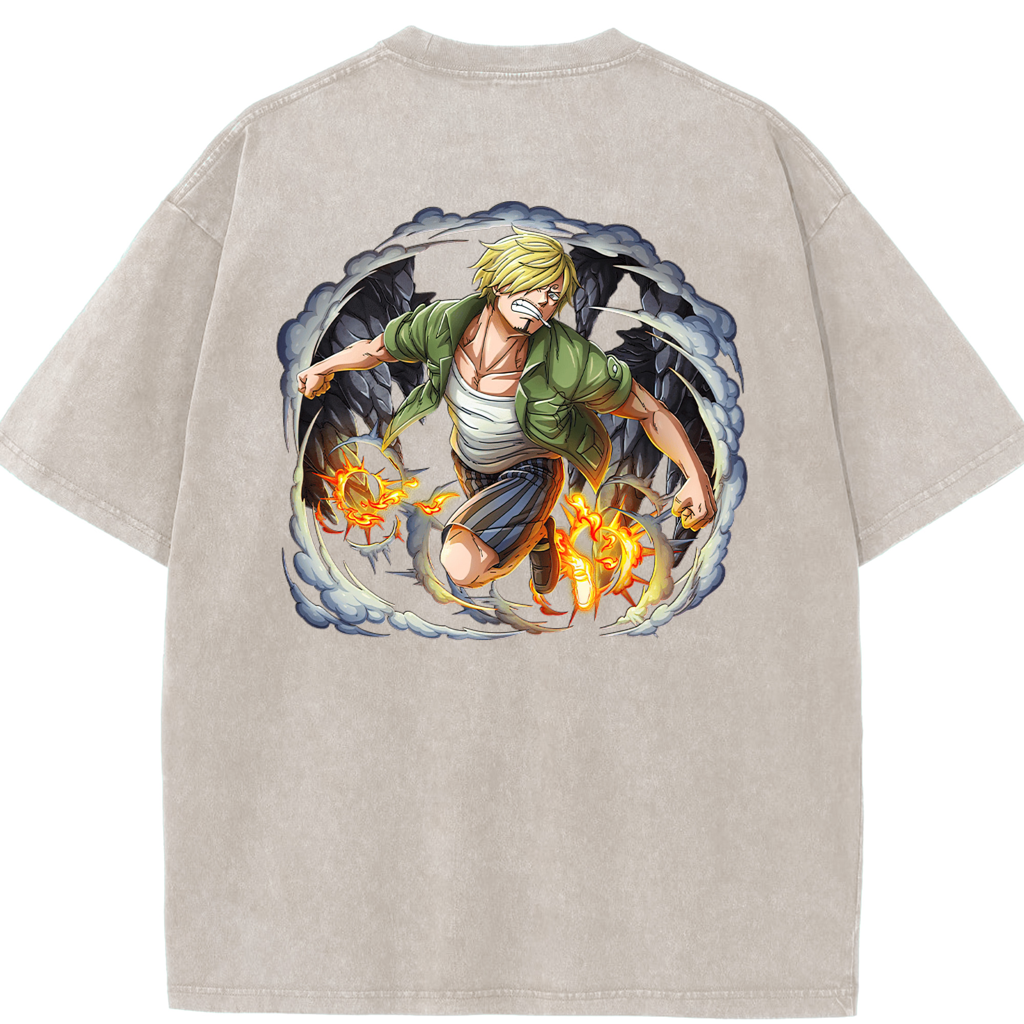ワンピース サンジ ONE PIECE Sanji 綿100% ヴィンテージ風 半袖Tシャツ（背面プリント）