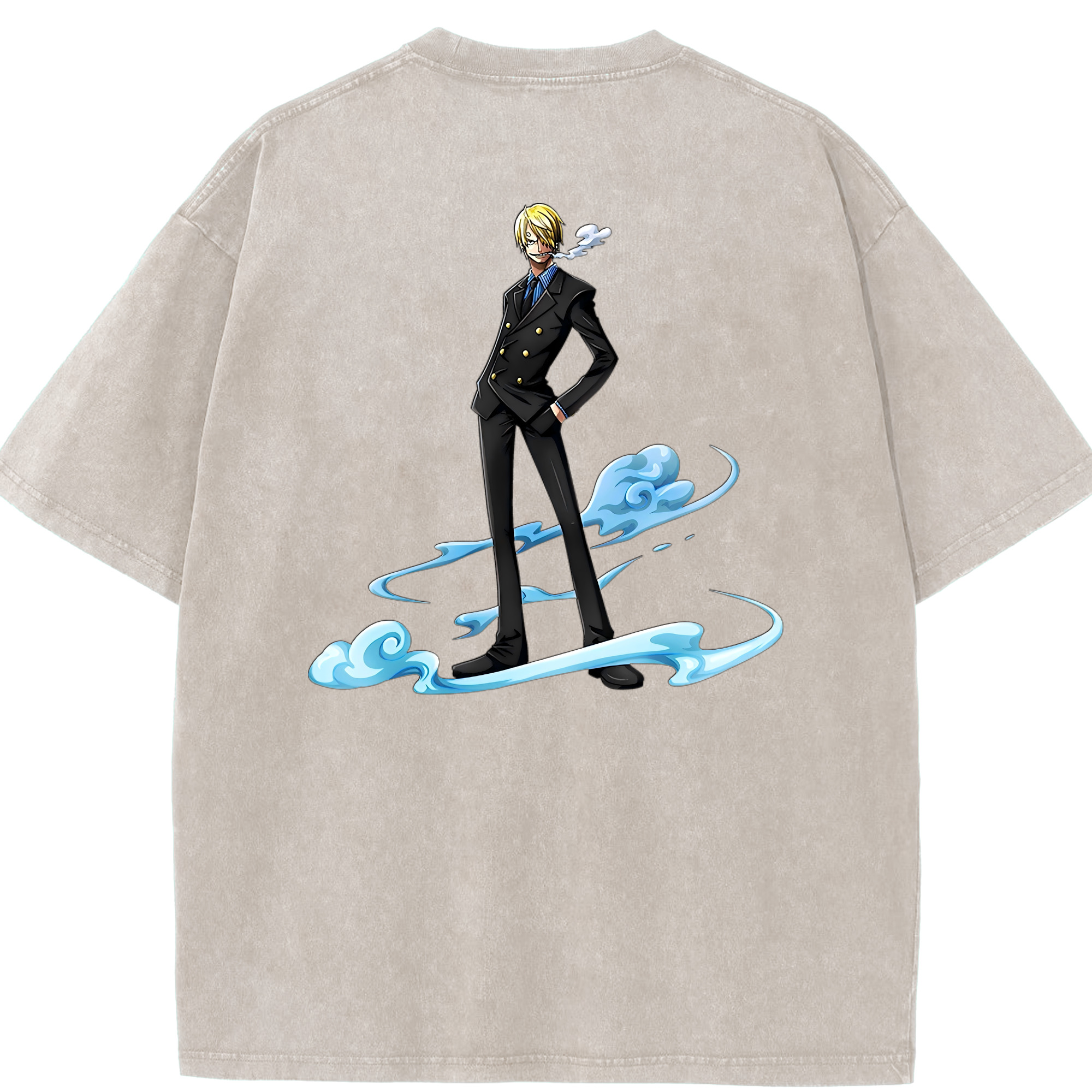 ワンピース サンジ ONE PIECE Sanji 綿100% ヴィンテージ風 半袖Tシャツ（背面プリント）