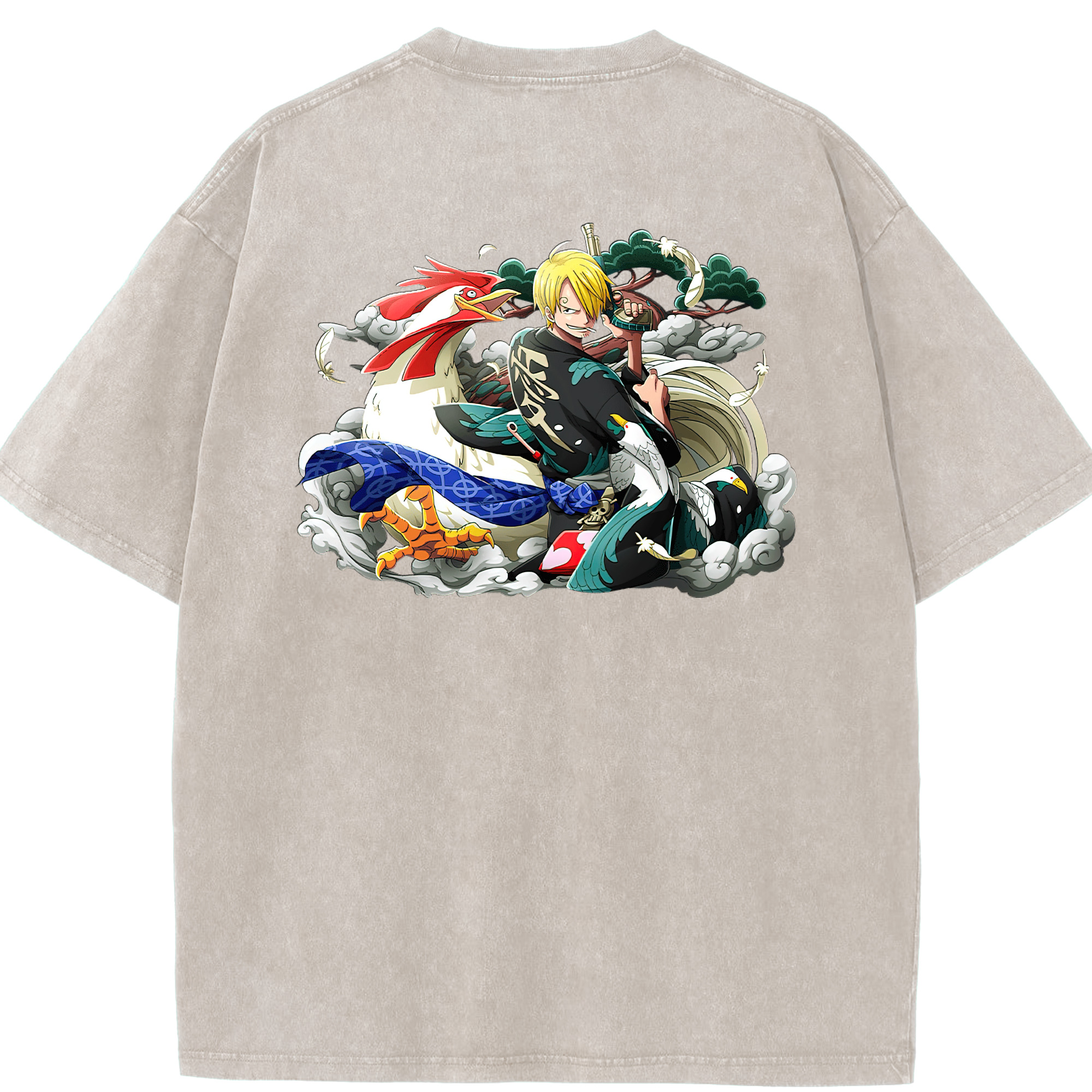 ワンピース サンジ ONE PIECE Sanji 綿100% ヴィンテージ風 半袖Tシャツ（背面プリント）