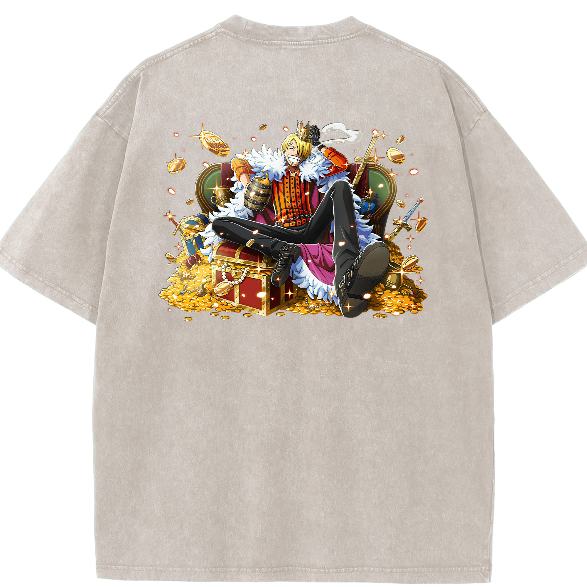 ワンピース サンジ ONE PIECE Sanji 綿100% ヴィンテージ風 半袖Tシャツ（背面プリント）