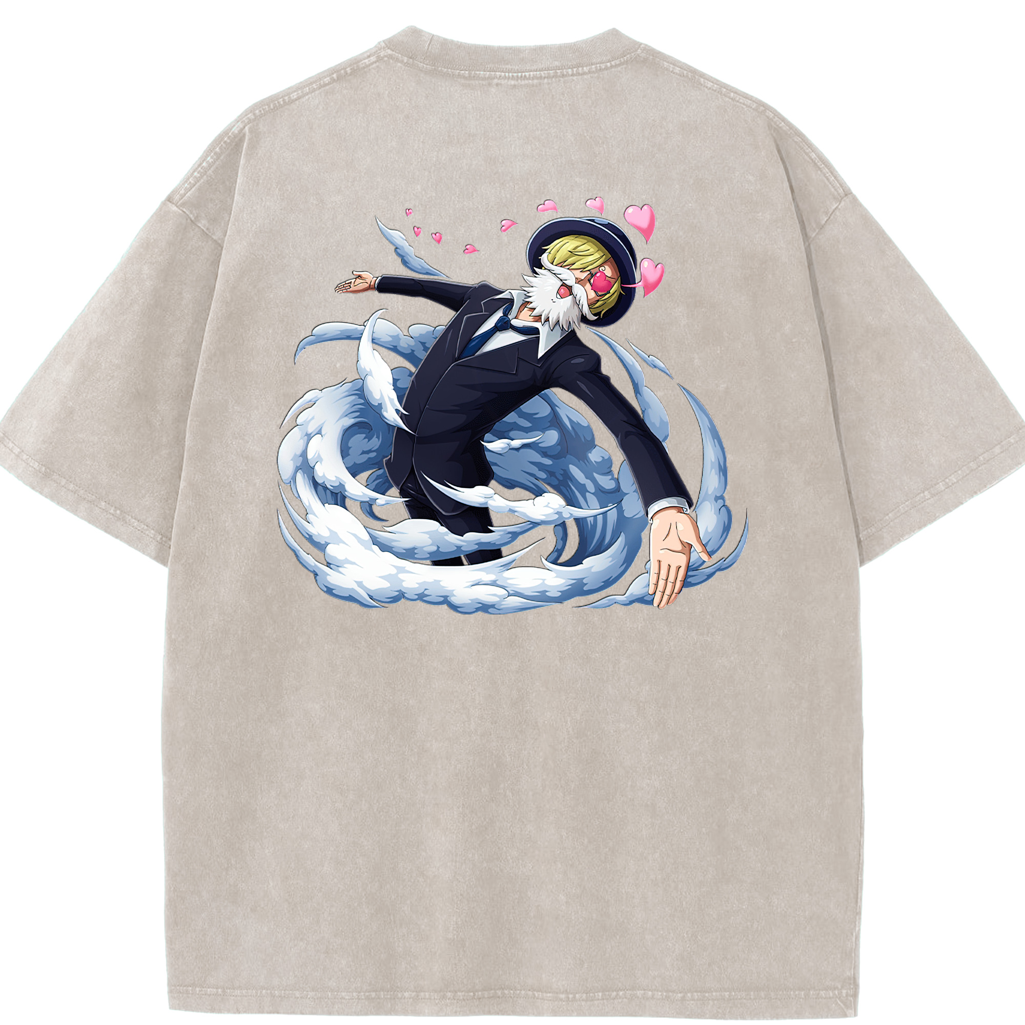 ワンピース サンジ ONE PIECE Sanji 綿100% ヴィンテージ風 半袖Tシャツ（背面プリント）