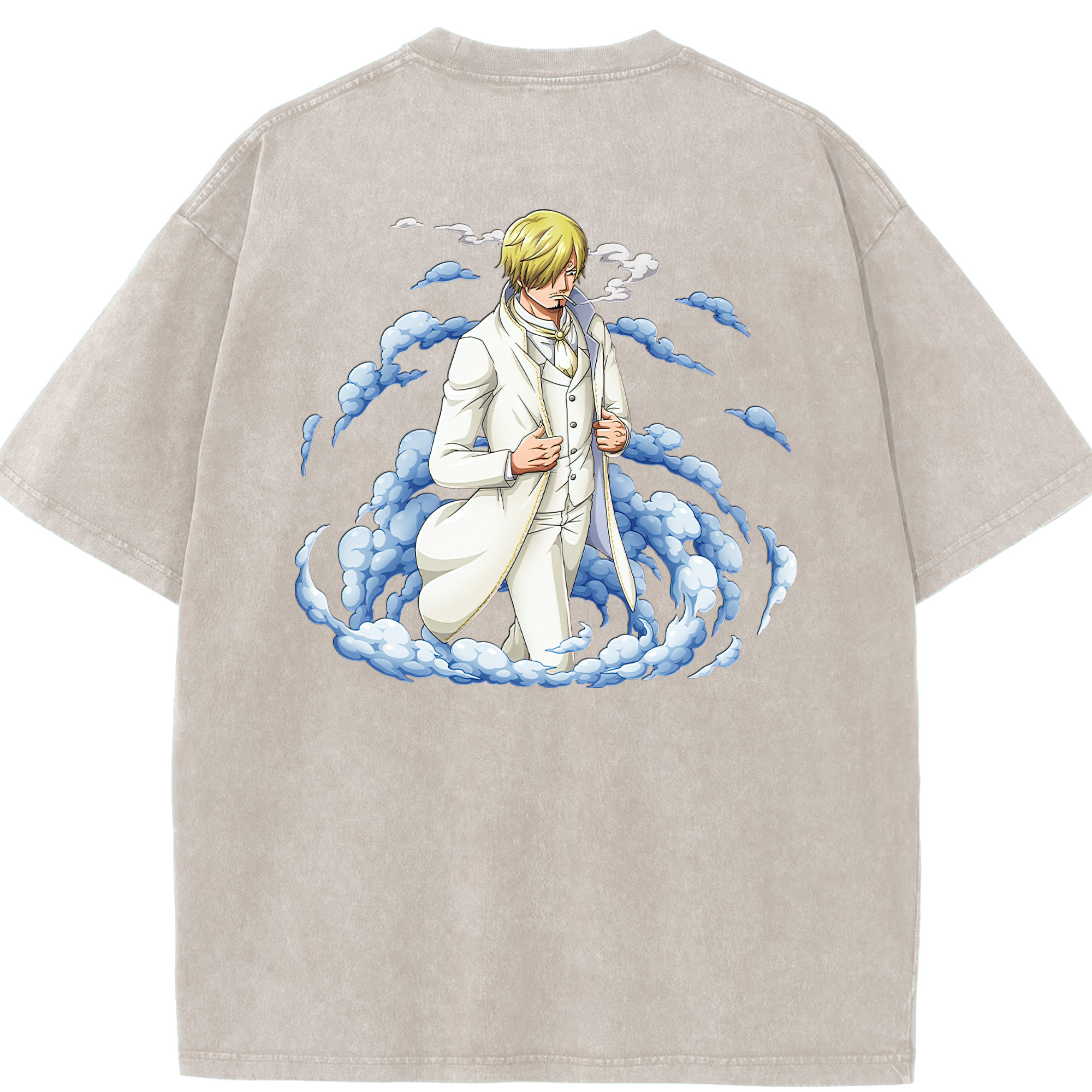 ワンピース サンジ ONE PIECE Sanji 綿100% ヴィンテージ風 半袖Tシャツ（背面プリント）
