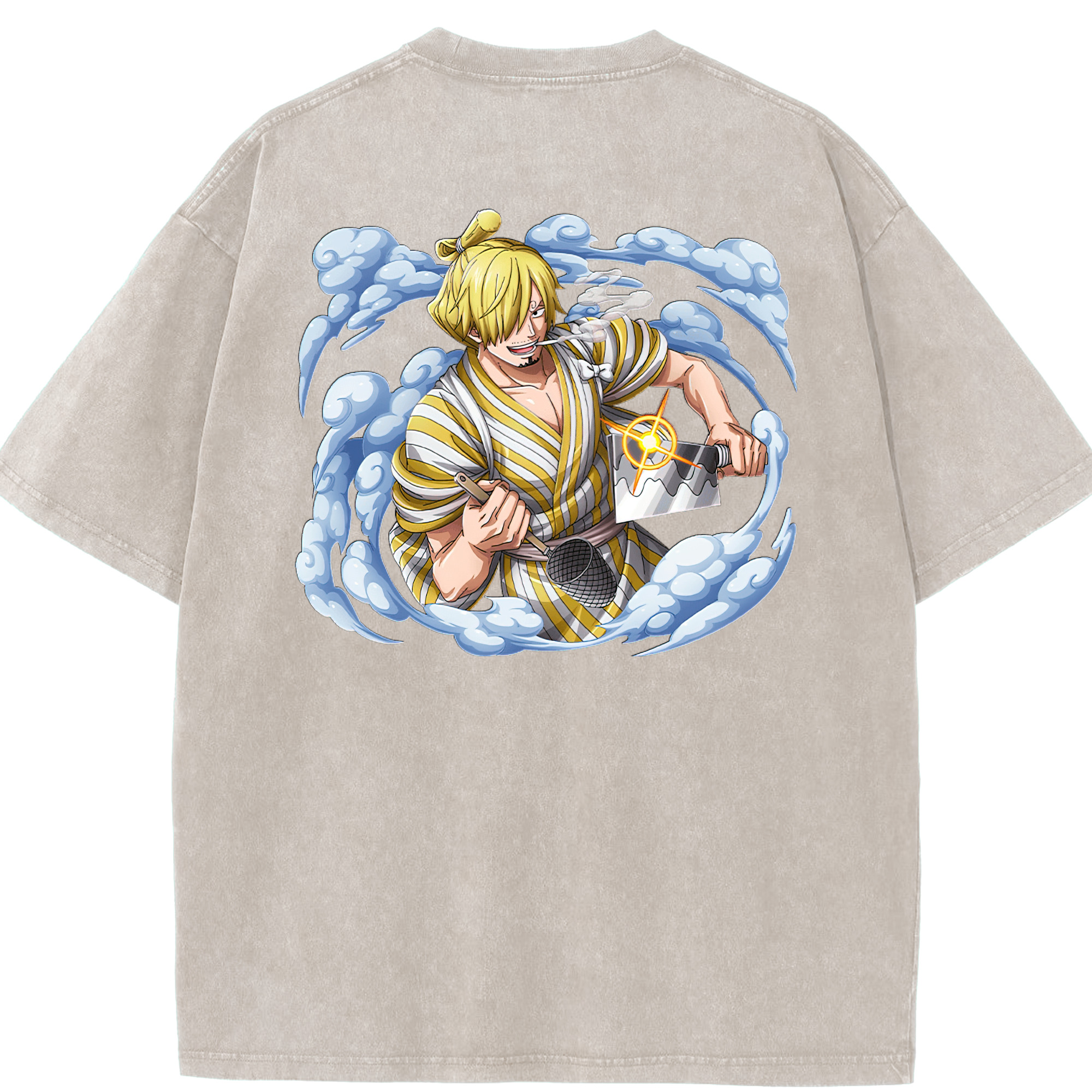 ワンピース サンジ ONE PIECE Sanji 綿100% ヴィンテージ風 半袖Tシャツ（背面プリント）