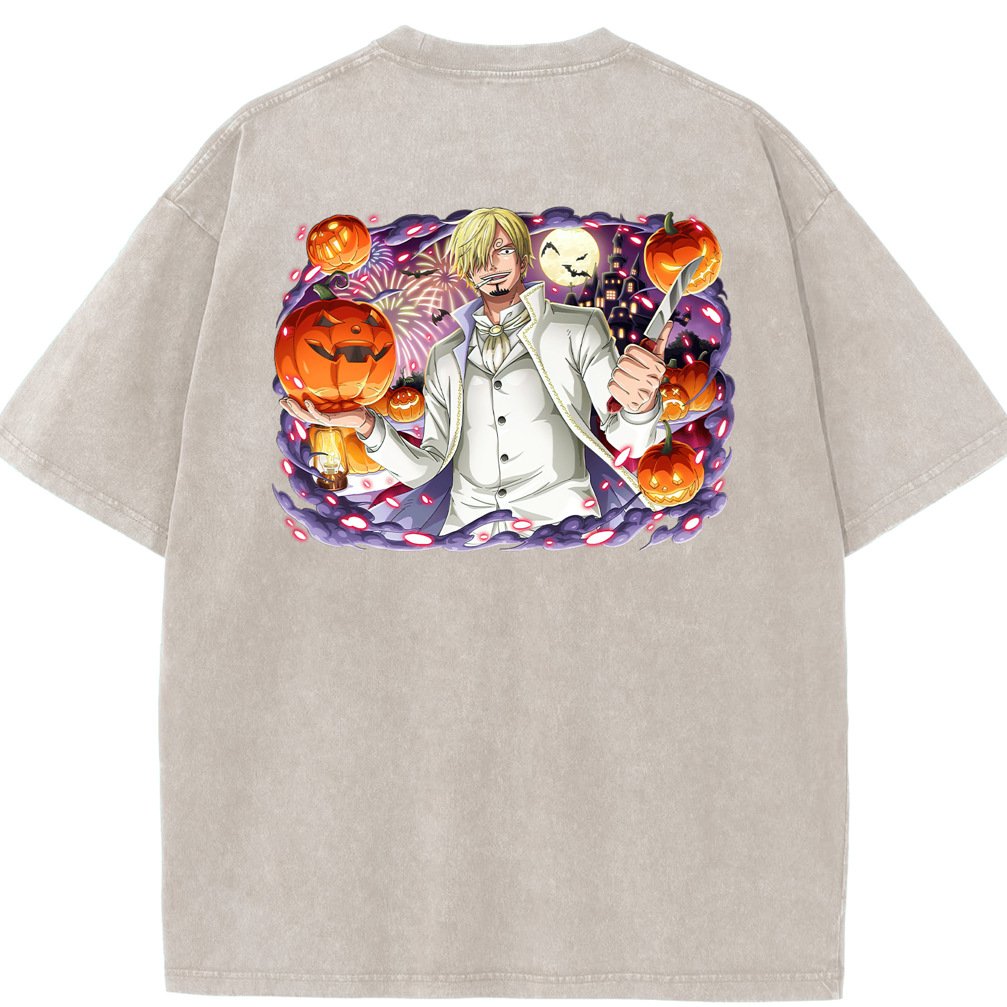ワンピース サンジ ONE PIECE Sanji 綿100% ヴィンテージ風 半袖Tシャツ（背面プリント）