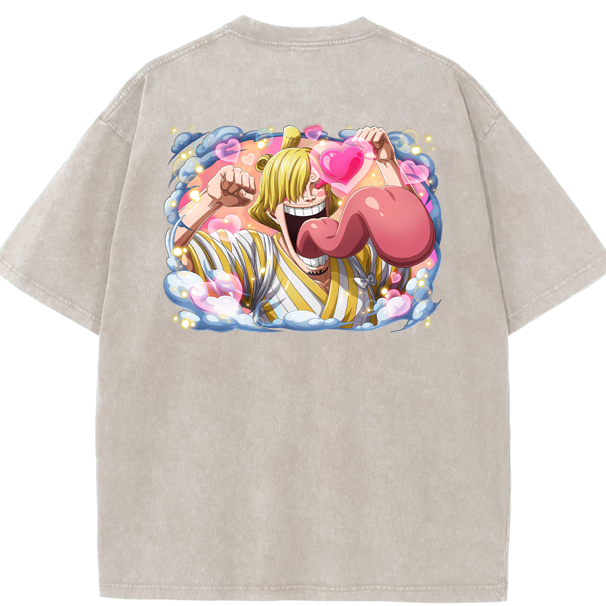 ワンピース サンジ ONE PIECE Sanji 綿100% ヴィンテージ風 半袖Tシャツ（背面プリント）
