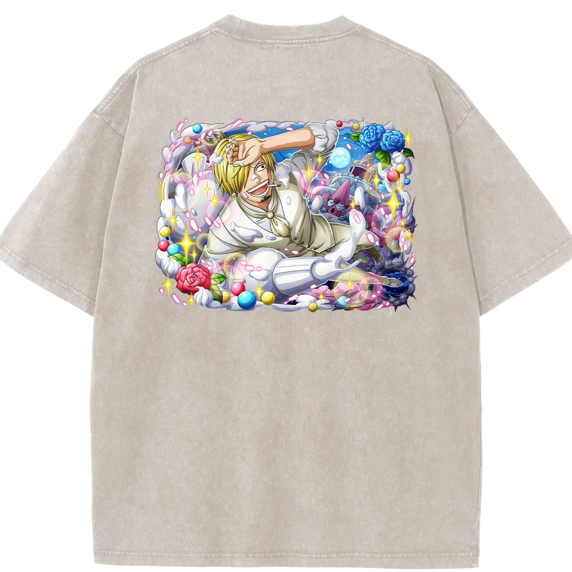 ワンピース サンジ ONE PIECE Sanji 綿100% ヴィンテージ風 半袖Tシャツ（背面プリント）