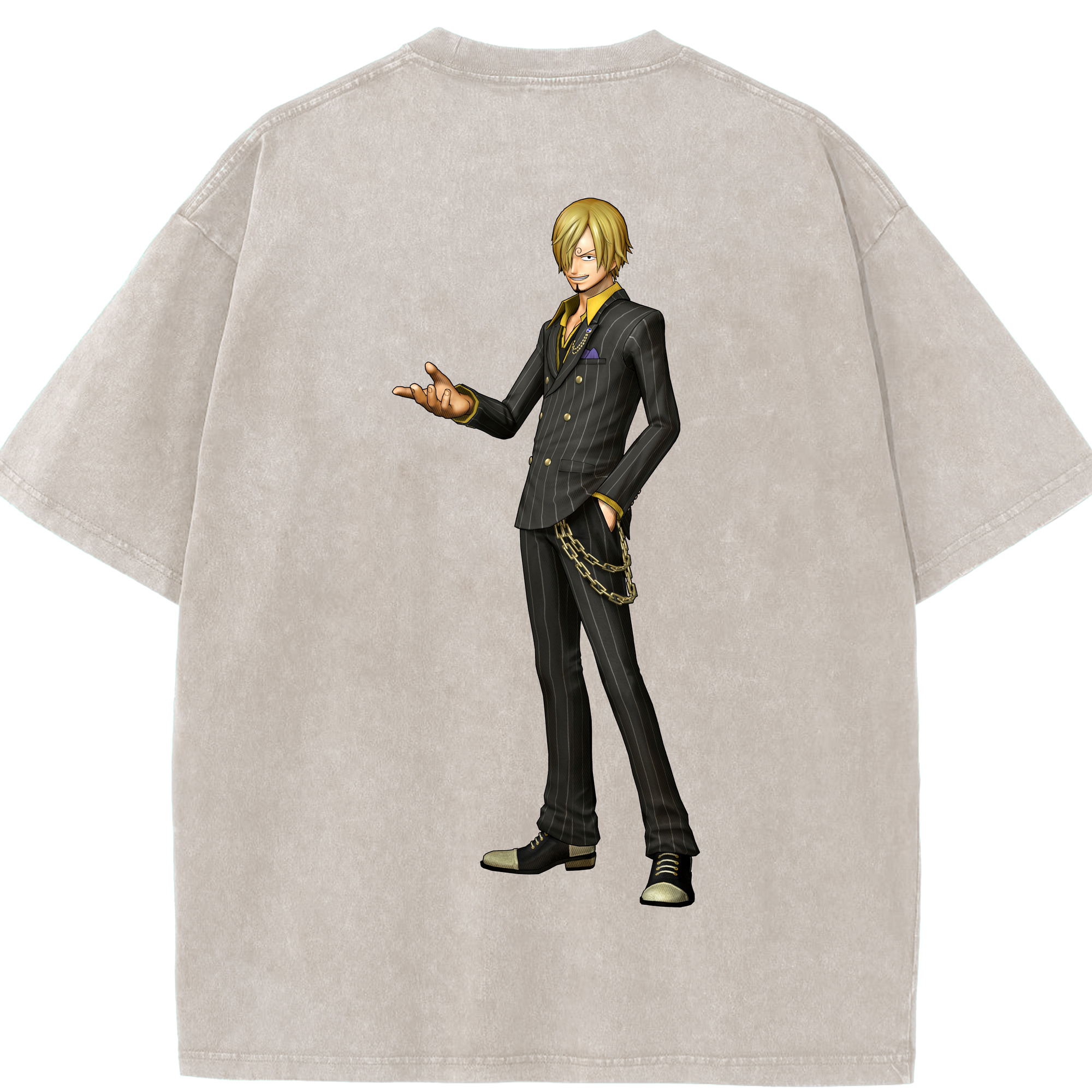 ワンピース サンジ ONE PIECE Sanji 綿100% ヴィンテージ風 半袖Tシャツ（背面プリント）