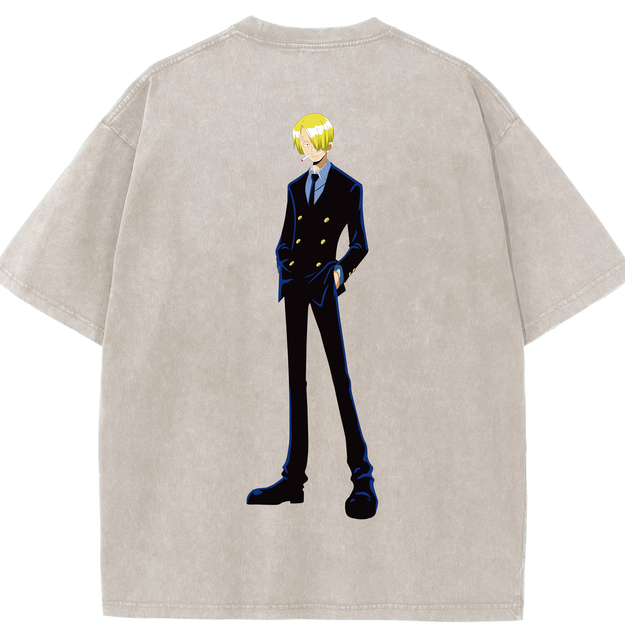 ワンピース サンジ ONE PIECE Sanji 綿100% ヴィンテージ風 半袖Tシャツ（背面プリント）