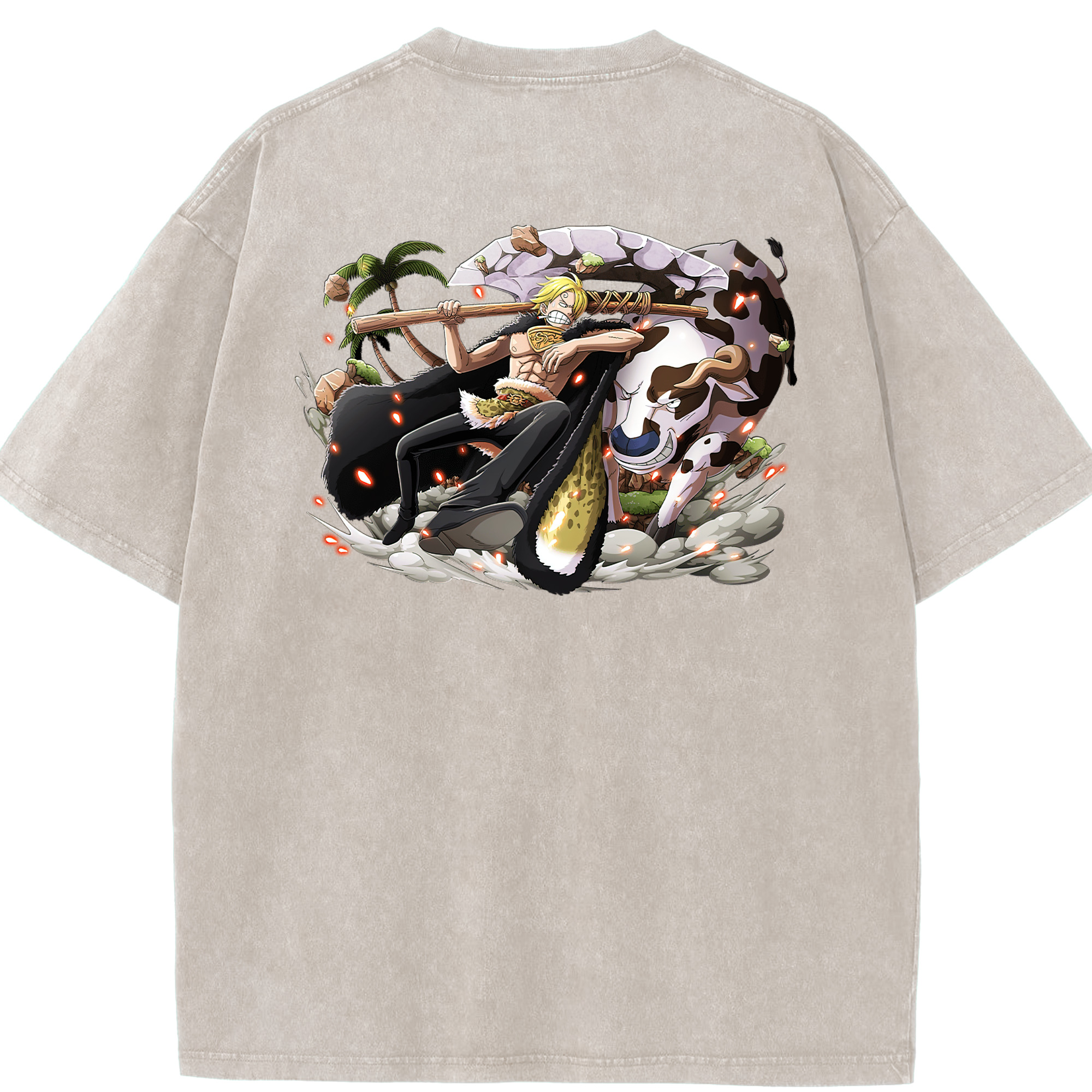 ワンピース サンジ ONE PIECE Sanji 綿100% ヴィンテージ風 半袖Tシャツ（背面プリント）