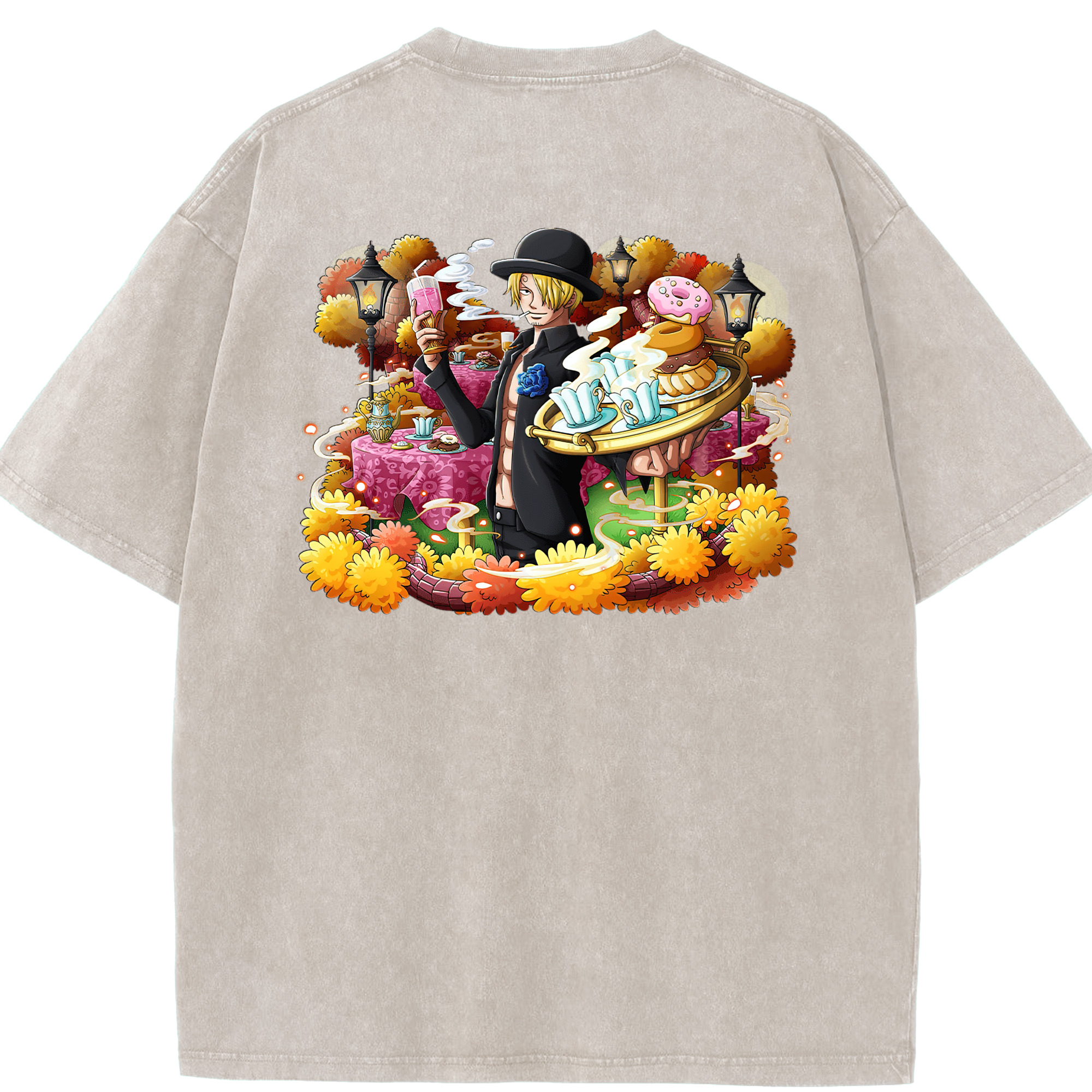 ワンピース サンジ ONE PIECE Sanji 綿100% ヴィンテージ風 半袖Tシャツ（背面プリント）