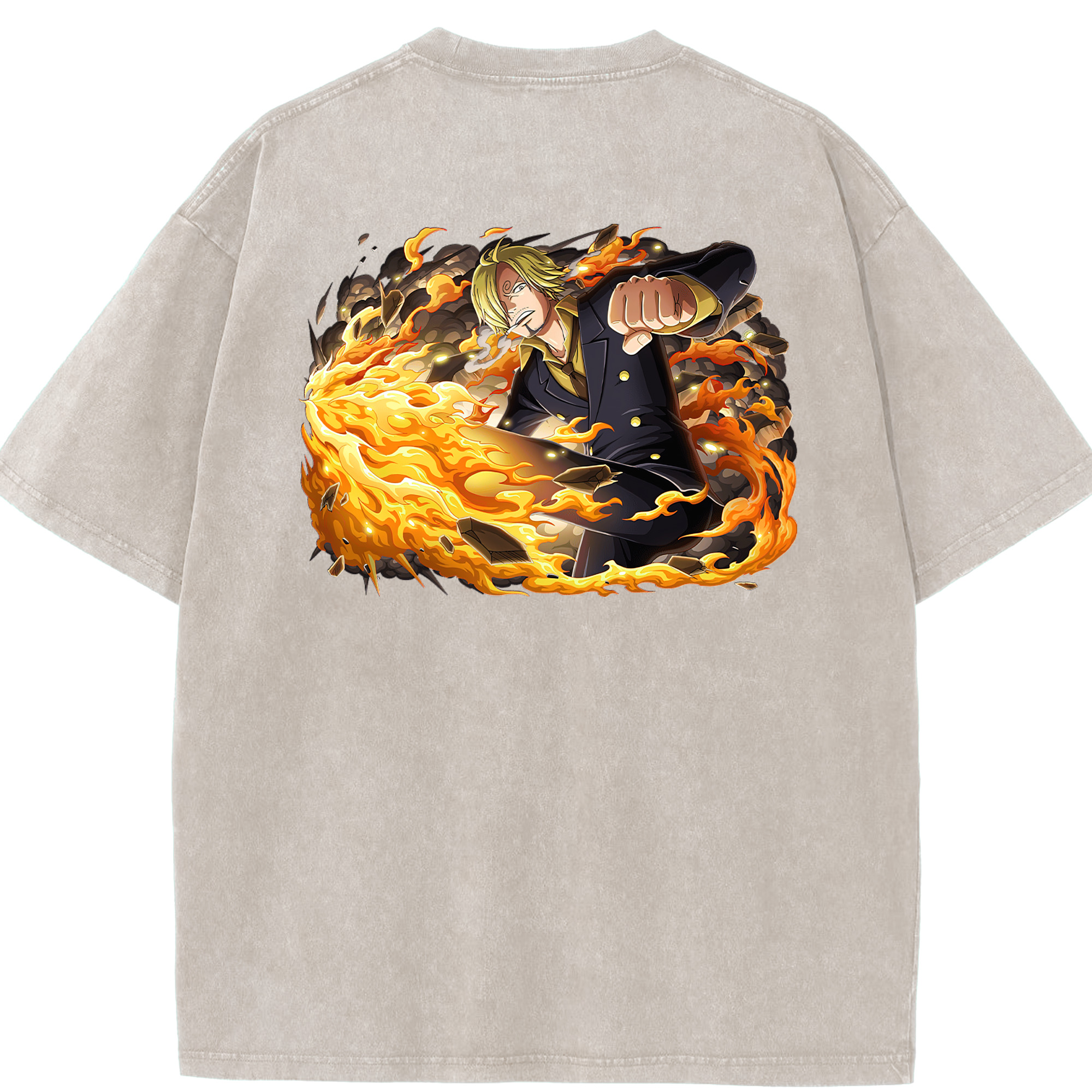 ワンピース サンジ ONE PIECE Sanji 綿100% ヴィンテージ風 半袖Tシャツ（背面プリント）