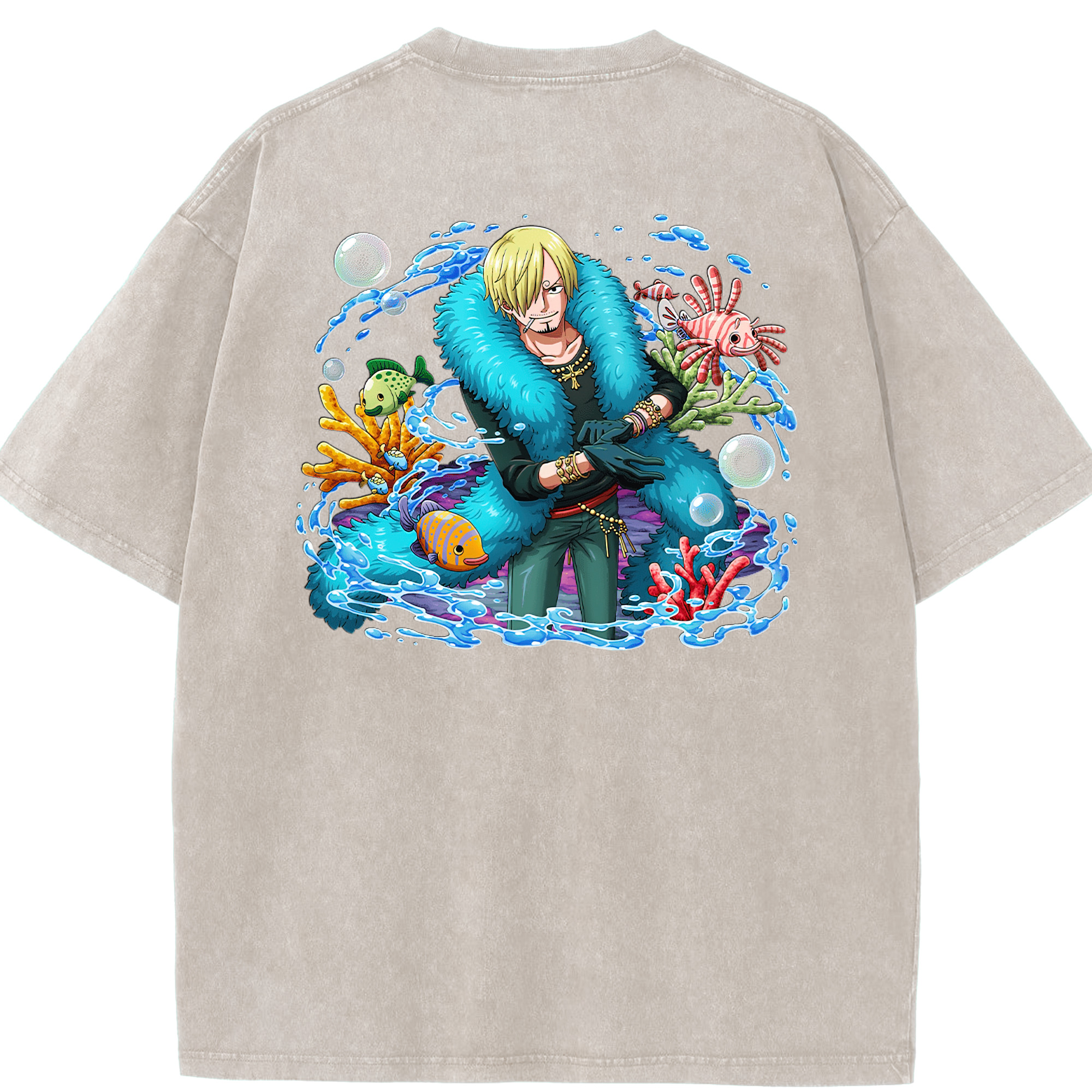 ワンピース サンジ ONE PIECE Sanji 綿100% ヴィンテージ風 半袖Tシャツ（背面プリント）