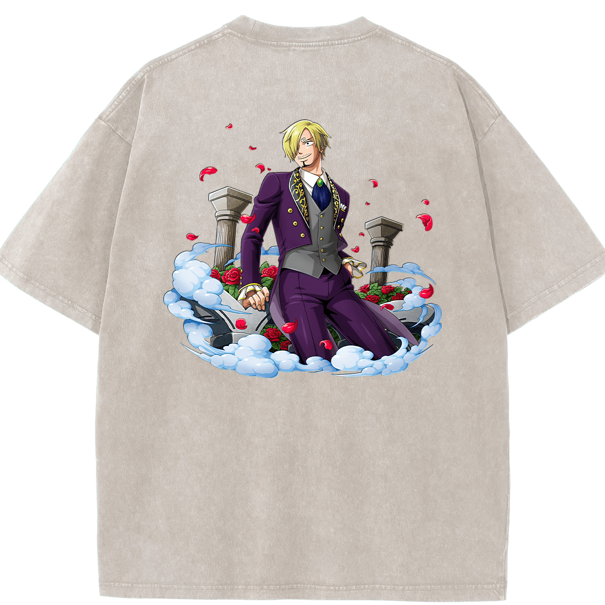 ワンピース サンジ ONE PIECE Sanji 綿100% ヴィンテージ風 半袖Tシャツ（背面プリント）
