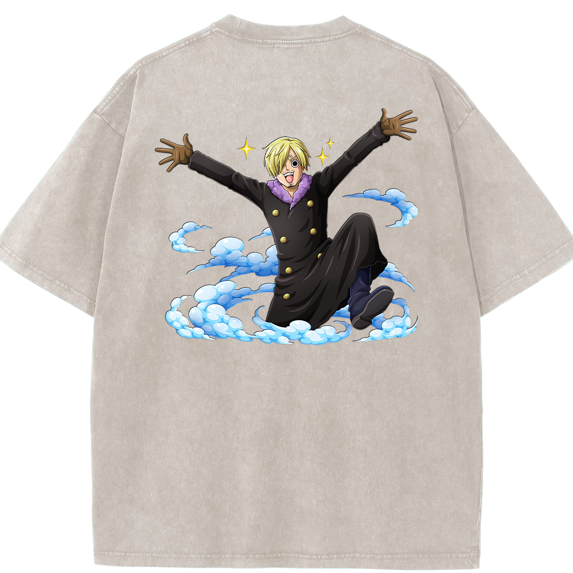 ワンピース サンジ ONE PIECE Sanji 綿100% ヴィンテージ風 半袖Tシャツ（背面プリント）