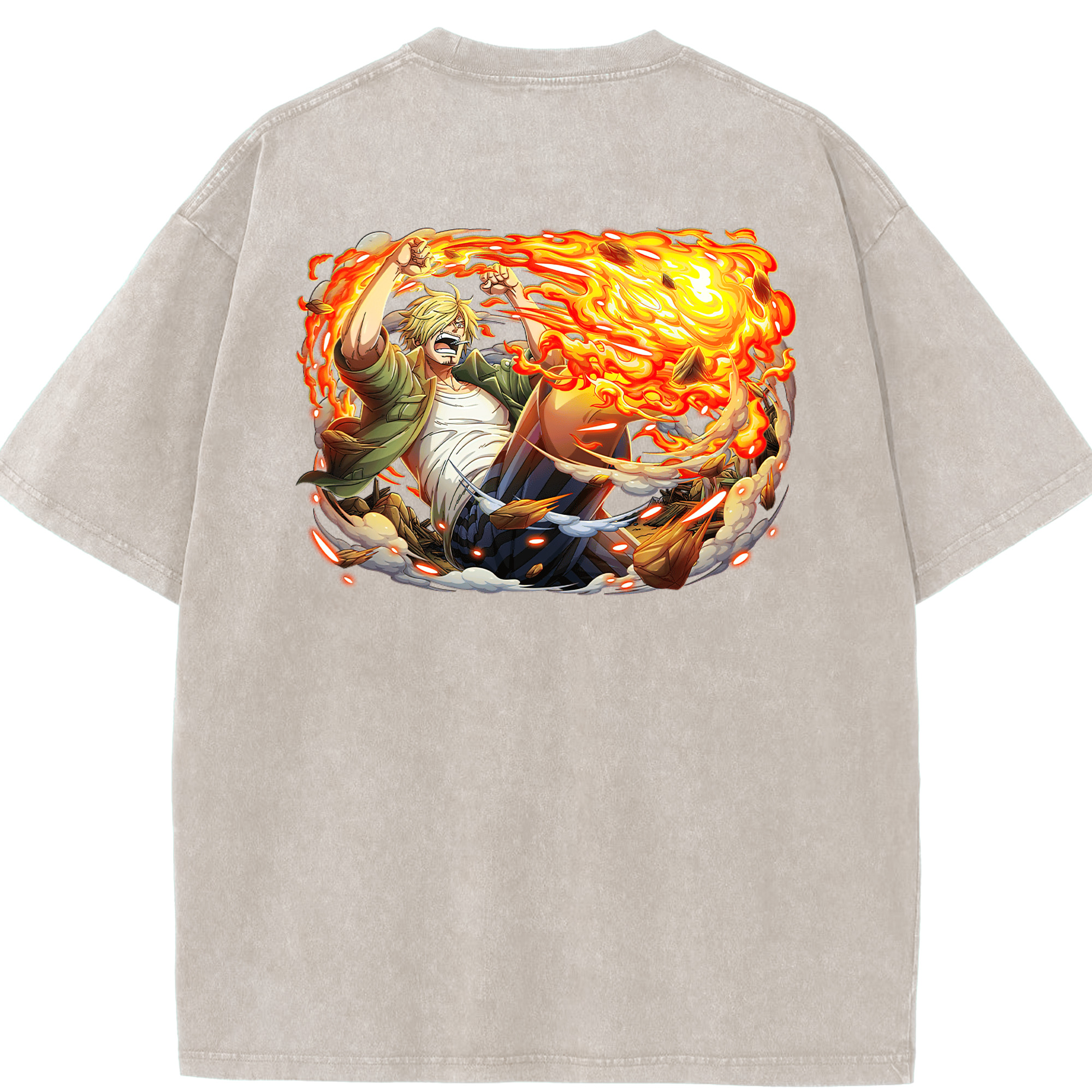 ワンピース サンジ ONE PIECE Sanji 綿100% ヴィンテージ風 半袖Tシャツ（背面プリント）